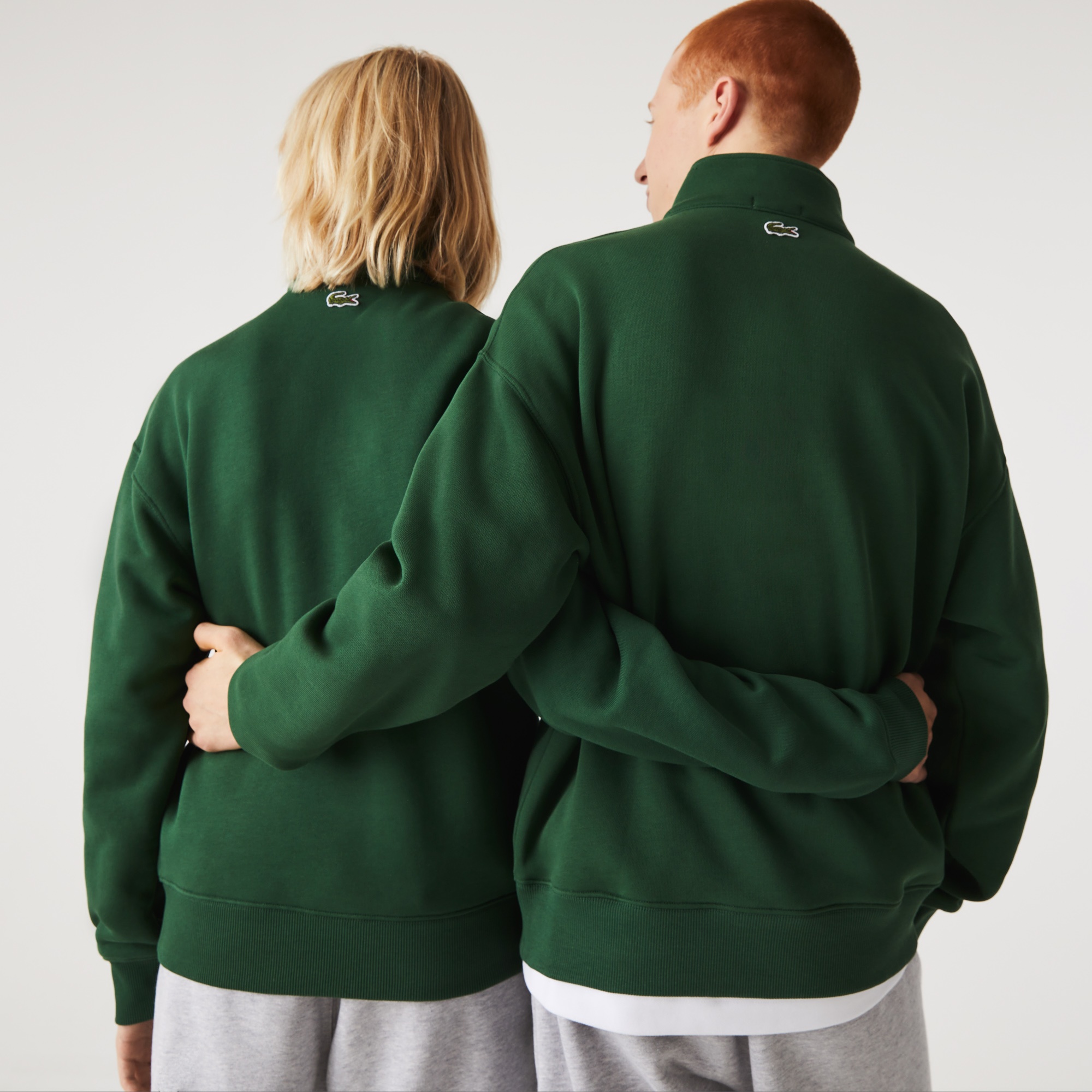Lacoste Unisex Loose Fit Dik Yaka Organik Pamuk Yeşil Sweatshirt