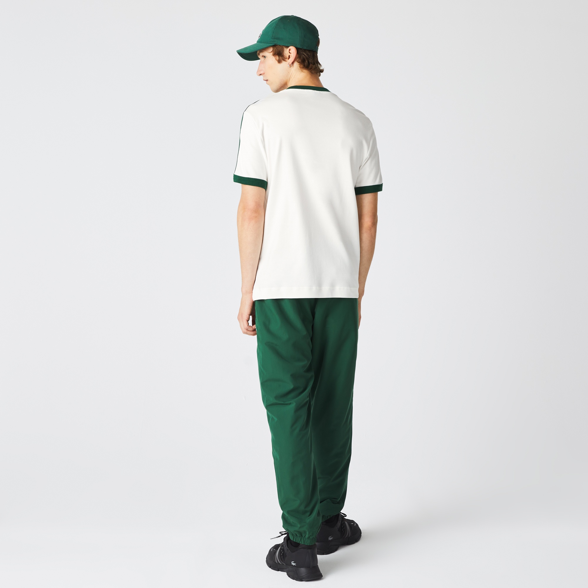 Lacoste Erkek Regular Fit Bisiklet Yaka Çizgili Beyaz T-Shirt