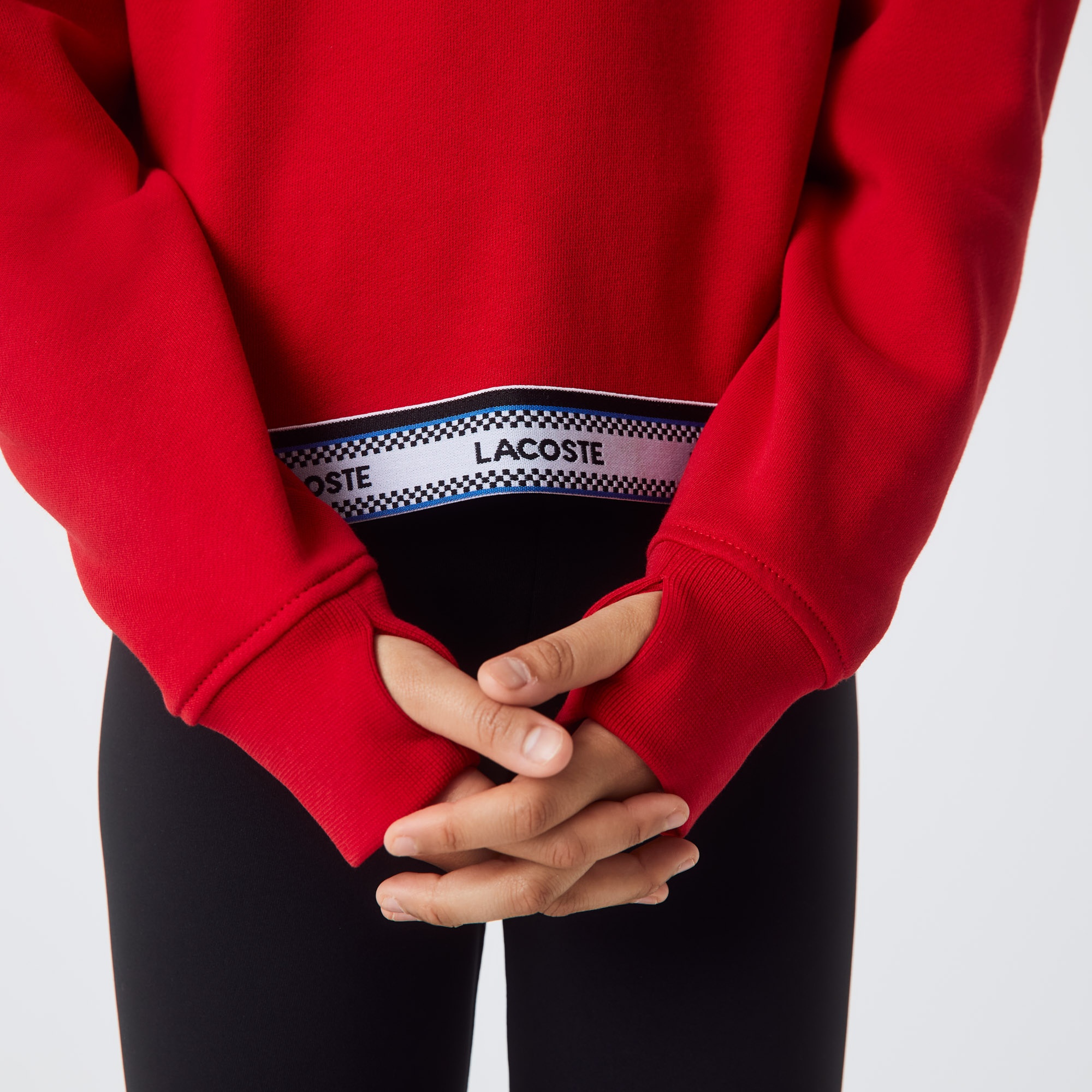 Lacoste Active Kız Çocuk Bisiklet Yaka Baskılı Kırmızı Sweatshirt