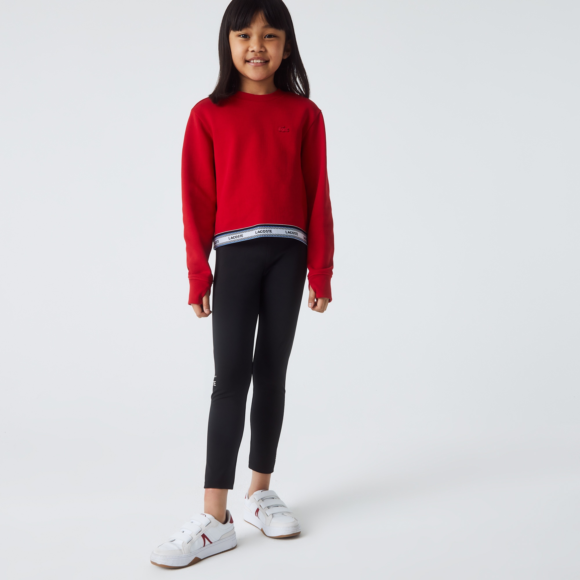 Lacoste Active Kız Çocuk Bisiklet Yaka Baskılı Kırmızı Sweatshirt