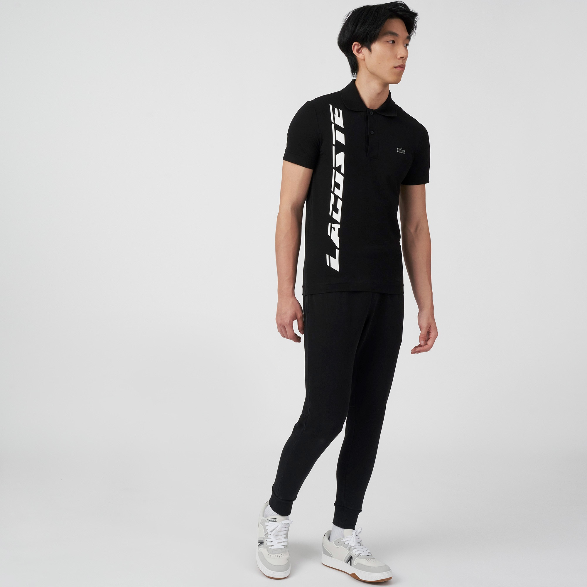 Lacoste Erkek Regular Fit Baskılı Organik Pamuk Siyah Polo