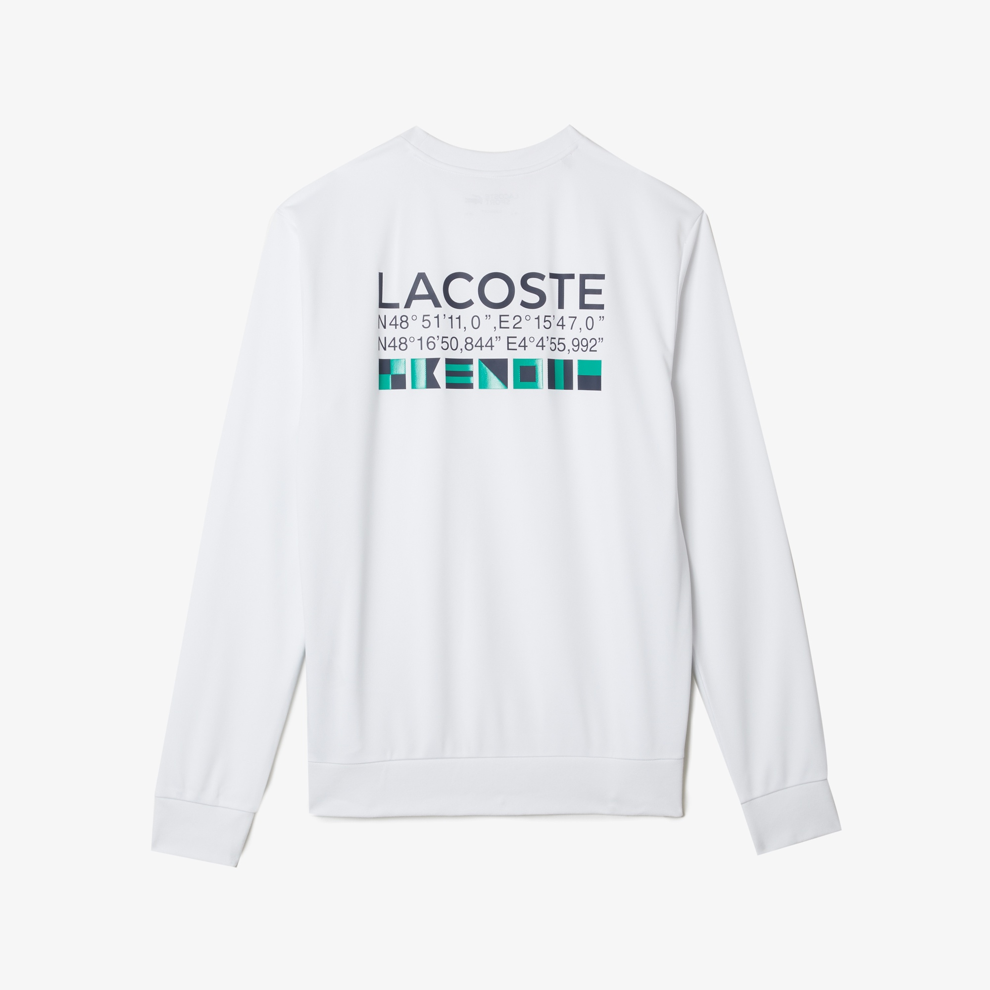 Lacoste SPORT Erkek Classic Fit Bisiklet Yaka Baskılı Beyaz Sweatshirt