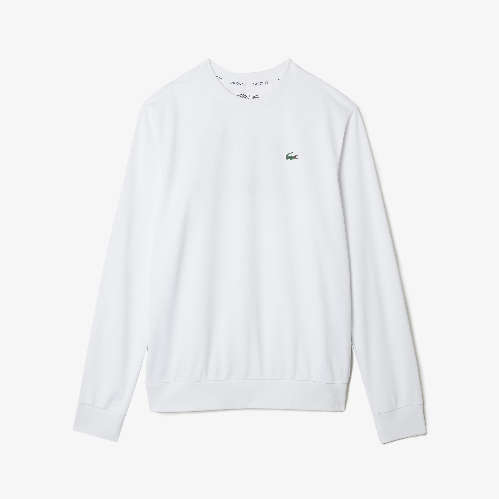 Lacoste SPORT Erkek Classic Fit Bisiklet Yaka Baskılı Beyaz Sweatshirt