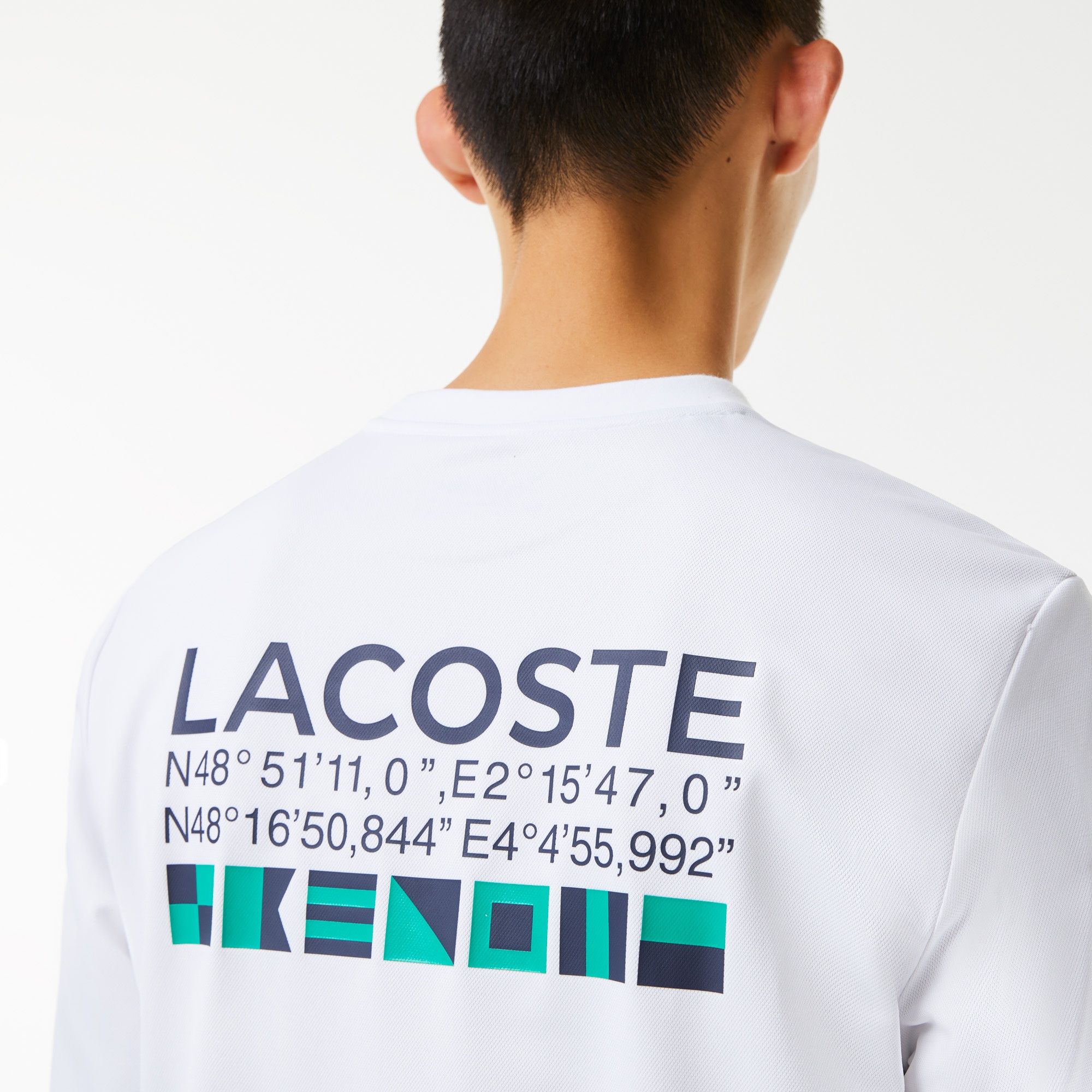 Lacoste SPORT Erkek Classic Fit Bisiklet Yaka Baskılı Beyaz Sweatshirt