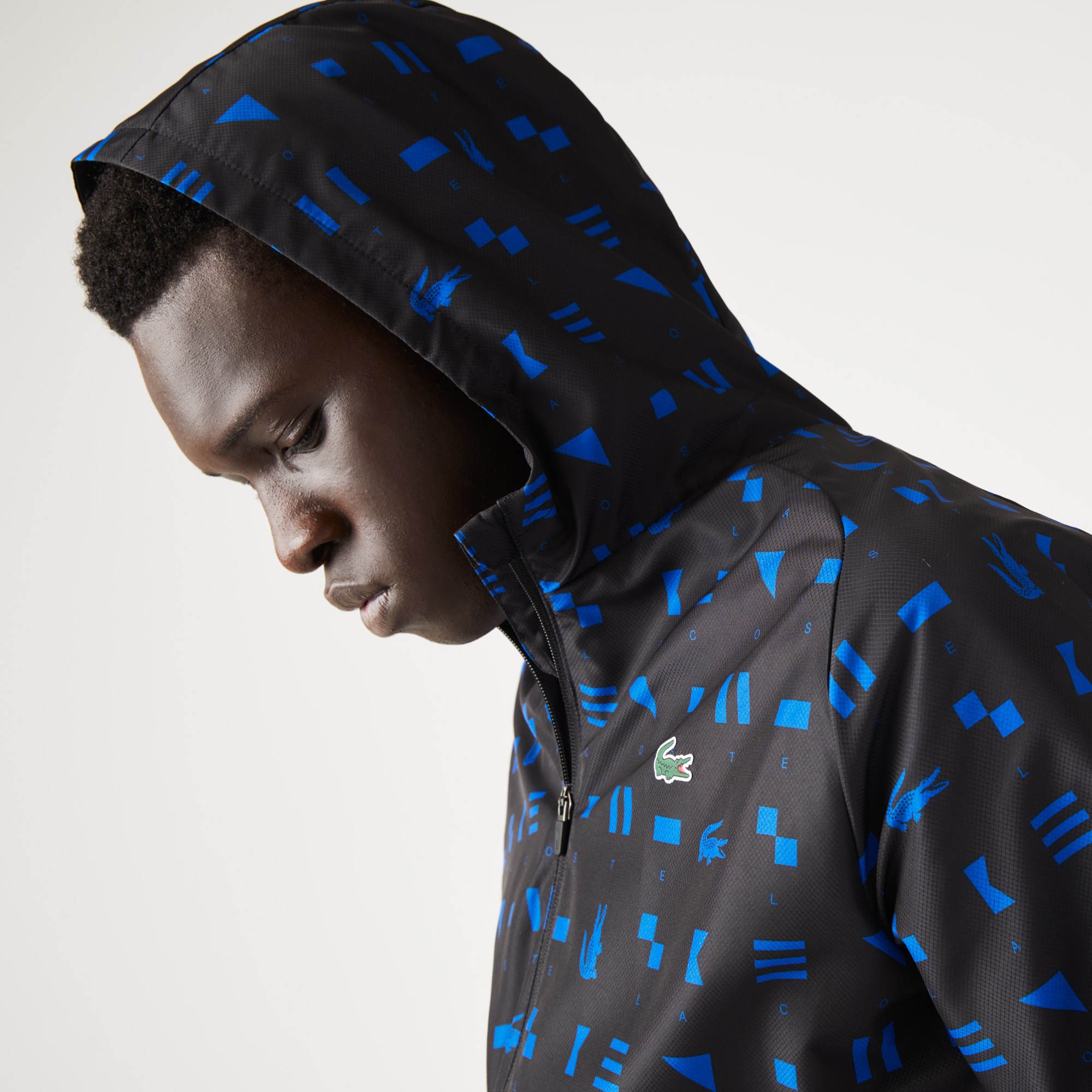 Lacoste SPORT Erkek Regular Fit Uzun Kollu Kapüşonlu Desenli Lacivert Eşofman Takımı