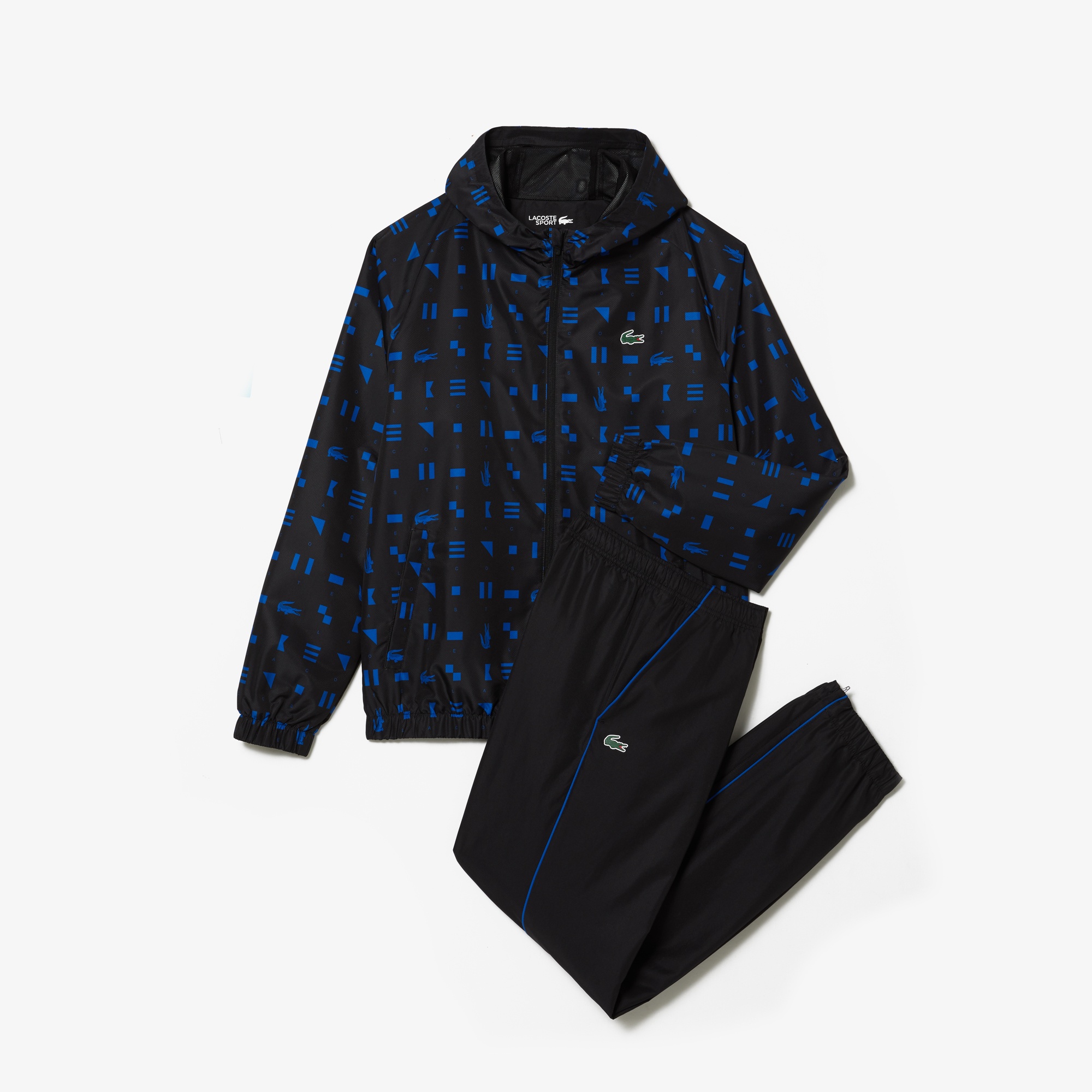 Lacoste SPORT Erkek Regular Fit Uzun Kollu Kapüşonlu Desenli Lacivert Eşofman Takımı