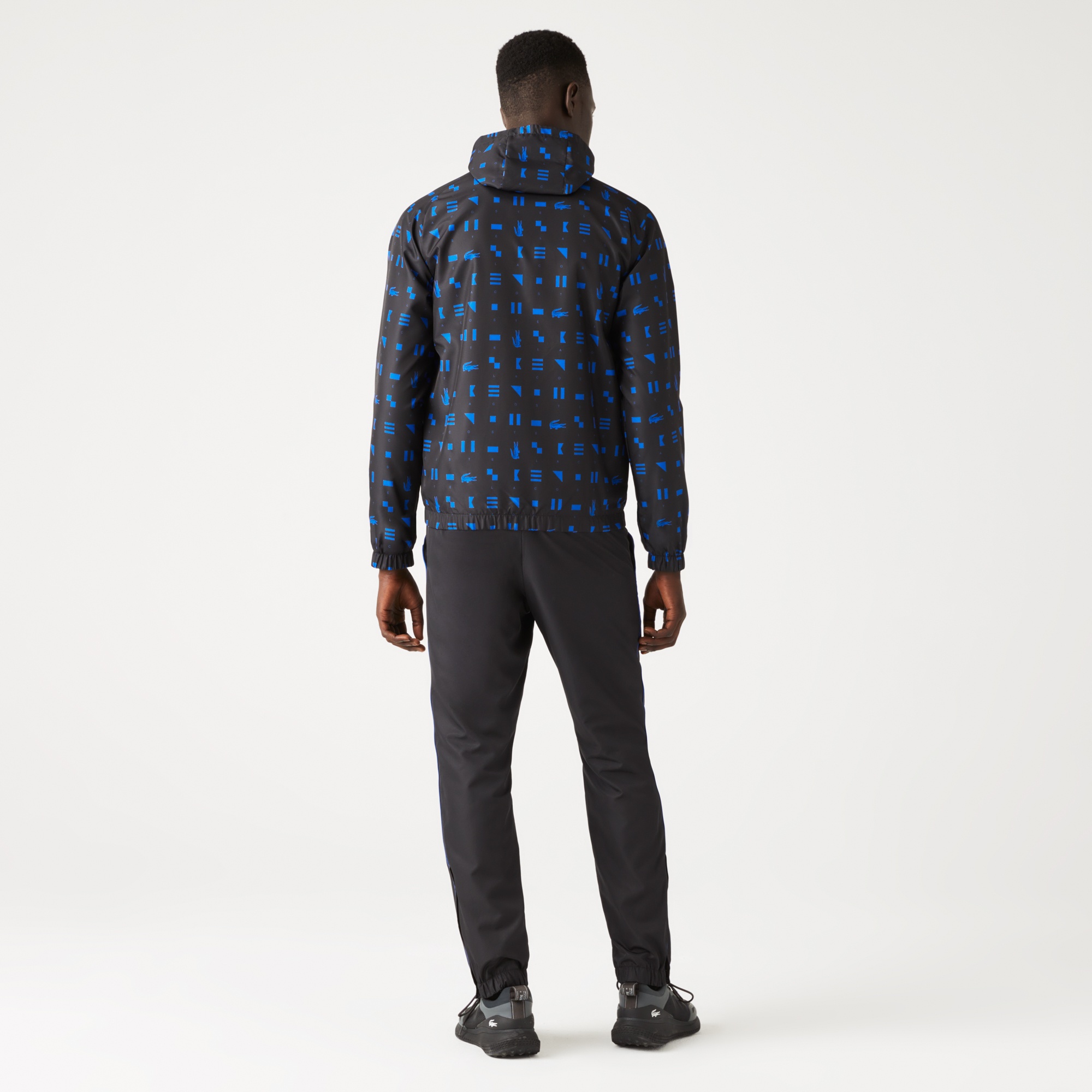 Lacoste SPORT Erkek Regular Fit Uzun Kollu Kapüşonlu Desenli Lacivert Eşofman Takımı