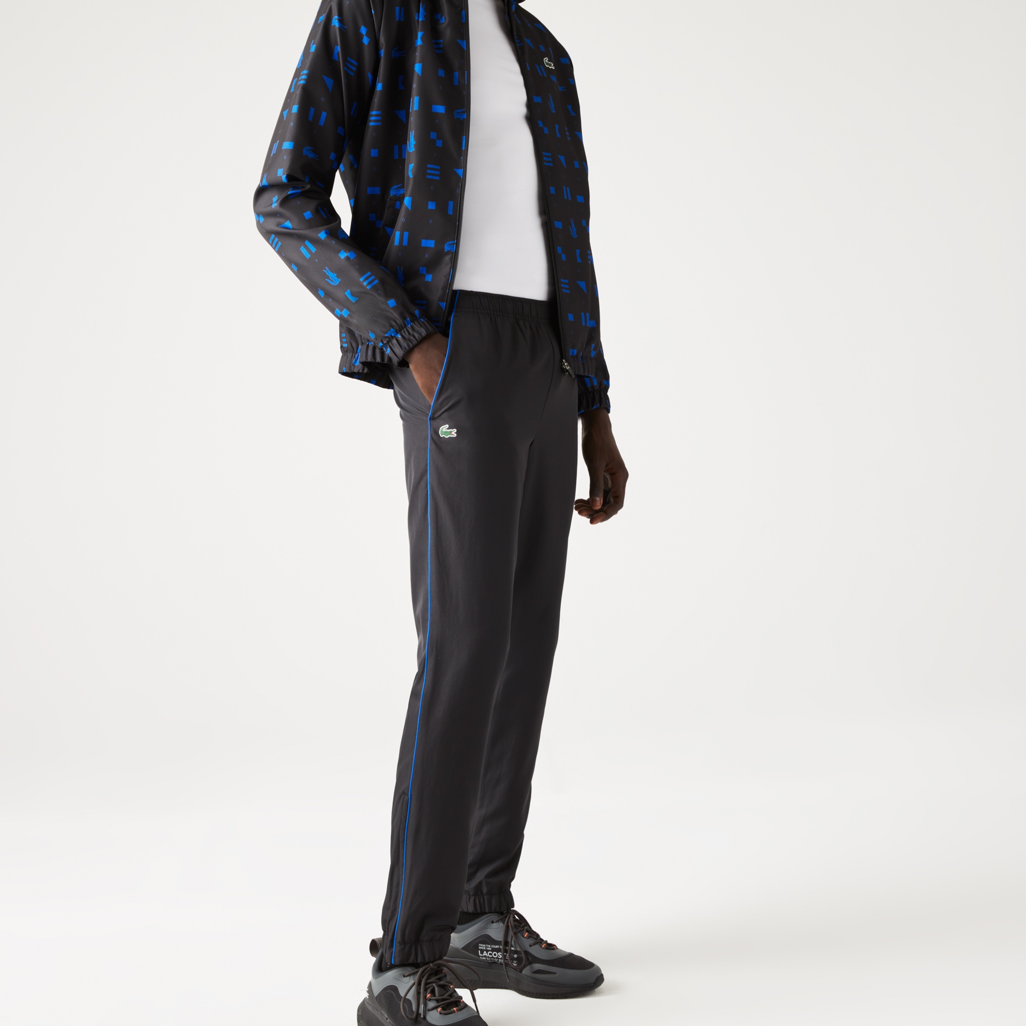 Lacoste SPORT Erkek Regular Fit Uzun Kollu Kapüşonlu Desenli Lacivert Eşofman Takımı