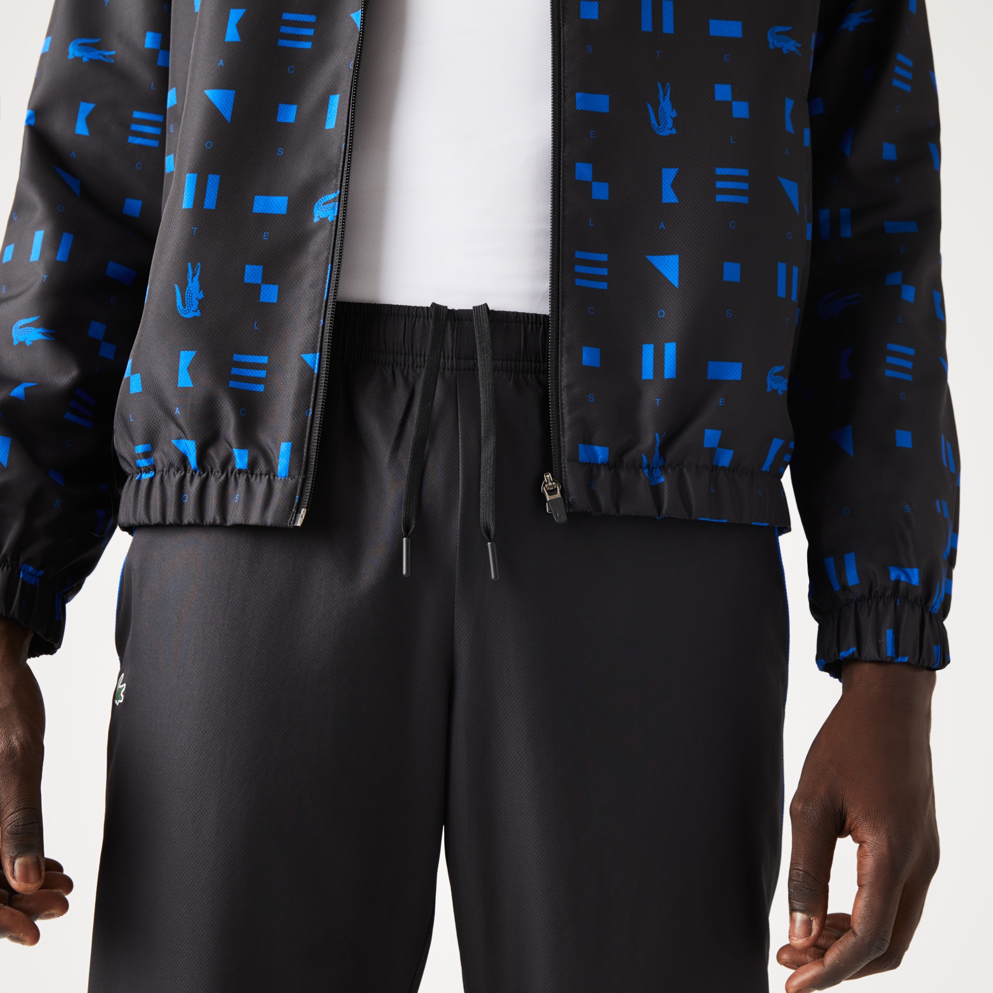 Lacoste SPORT Erkek Regular Fit Uzun Kollu Kapüşonlu Desenli Lacivert Eşofman Takımı