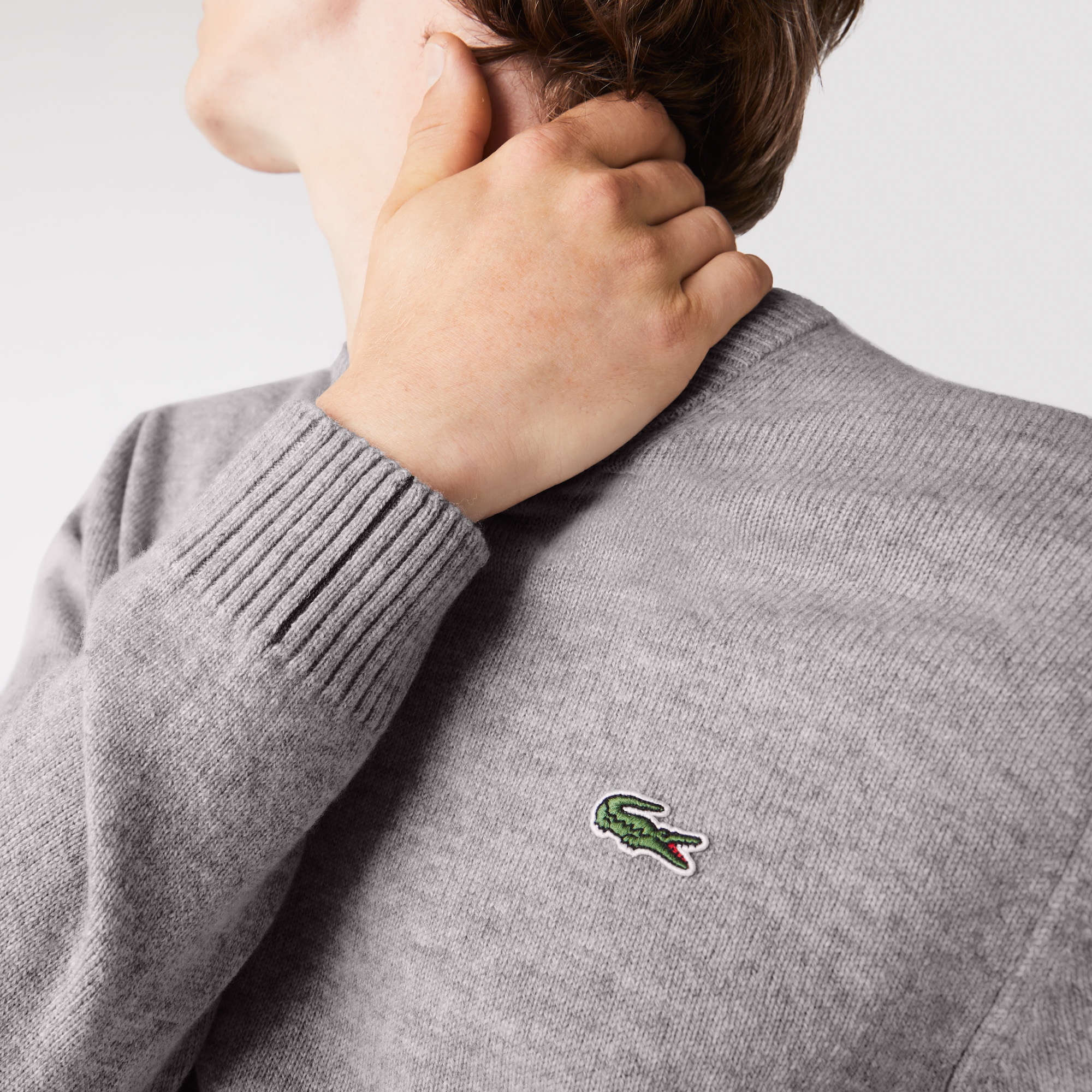 Lacoste Erkek Bisiklet Yaka Yün Gri Kazak