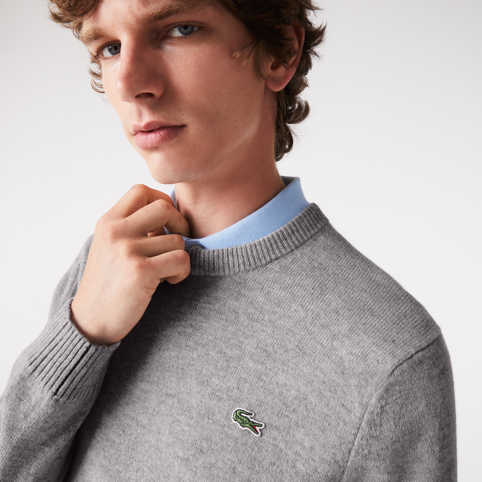 Lacoste Erkek Bisiklet Yaka Yün Gri Kazak