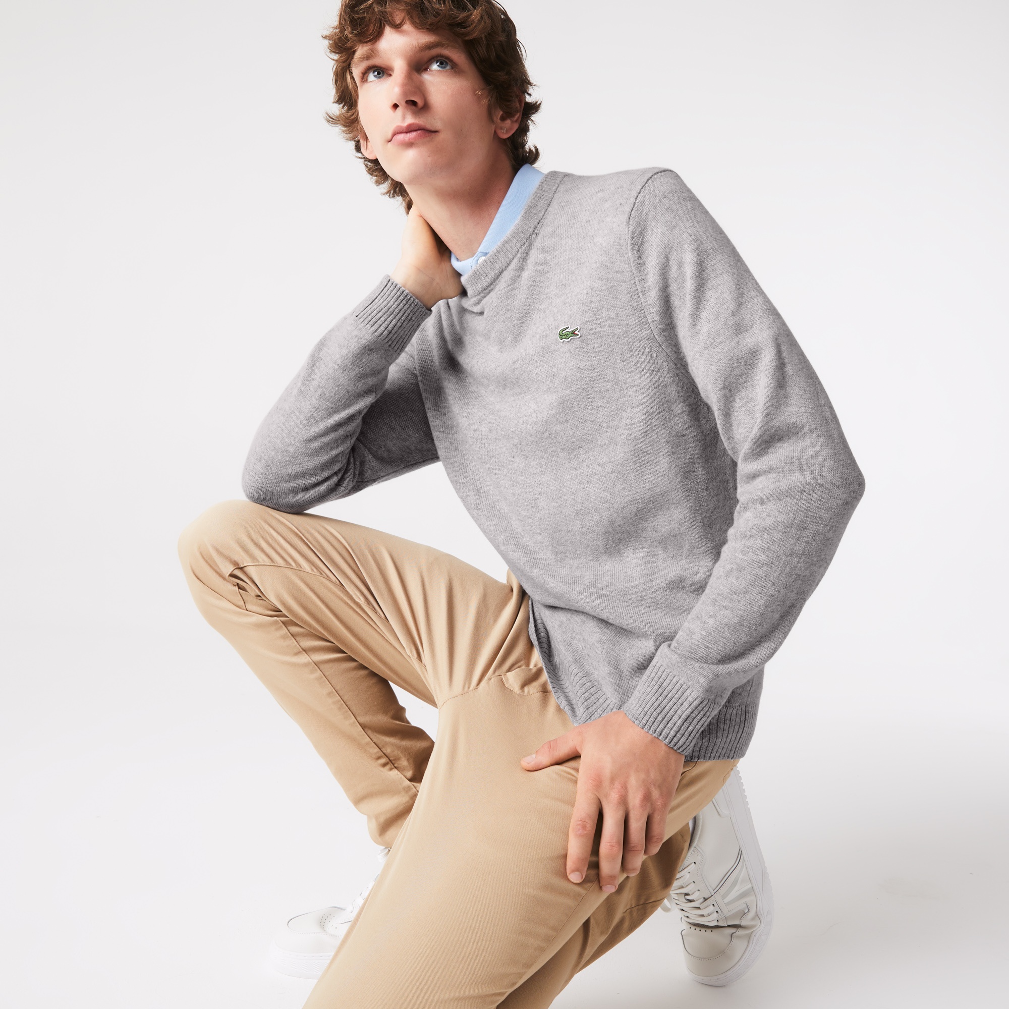 Lacoste Erkek Bisiklet Yaka Yün Gri Kazak
