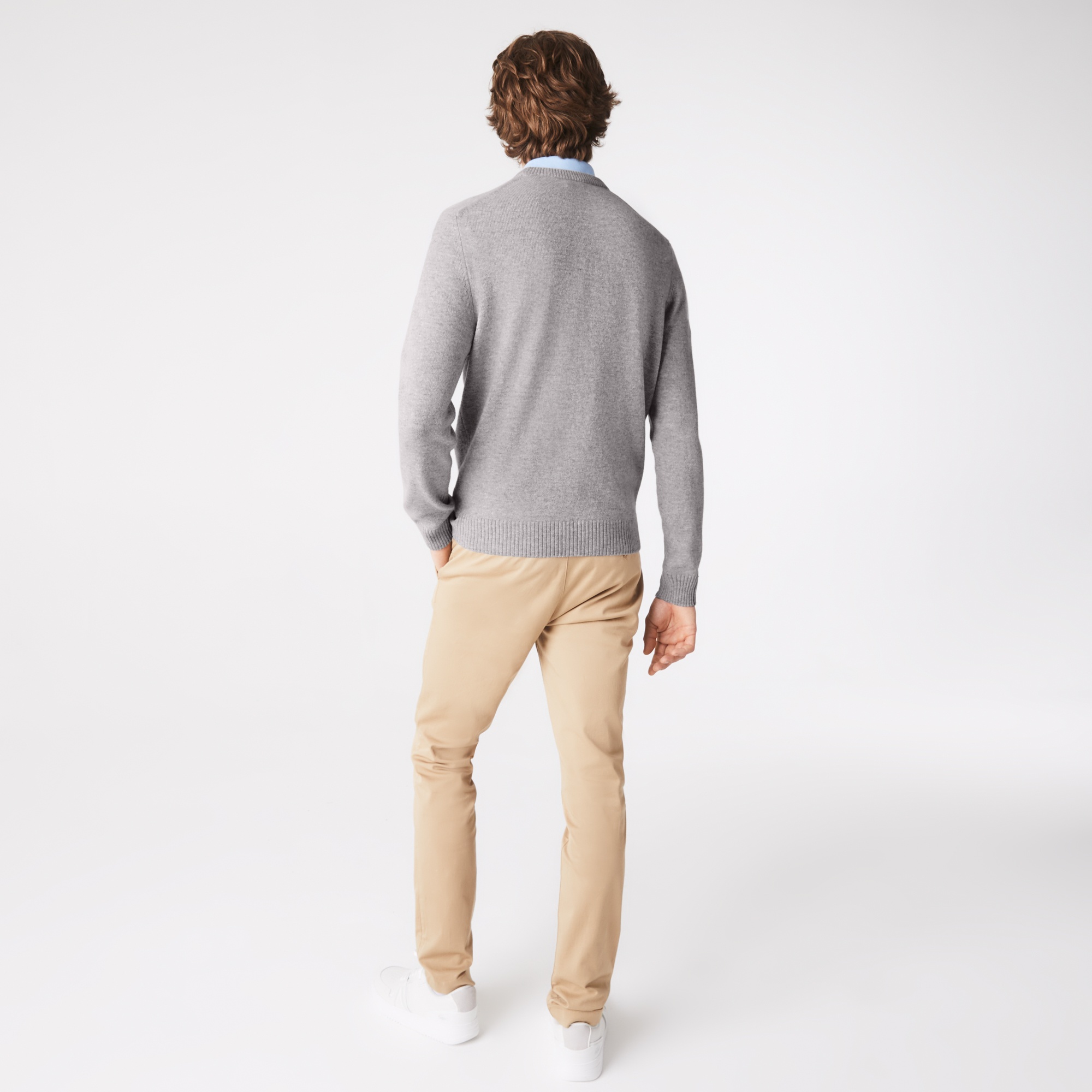 Lacoste Erkek Bisiklet Yaka Yün Gri Kazak