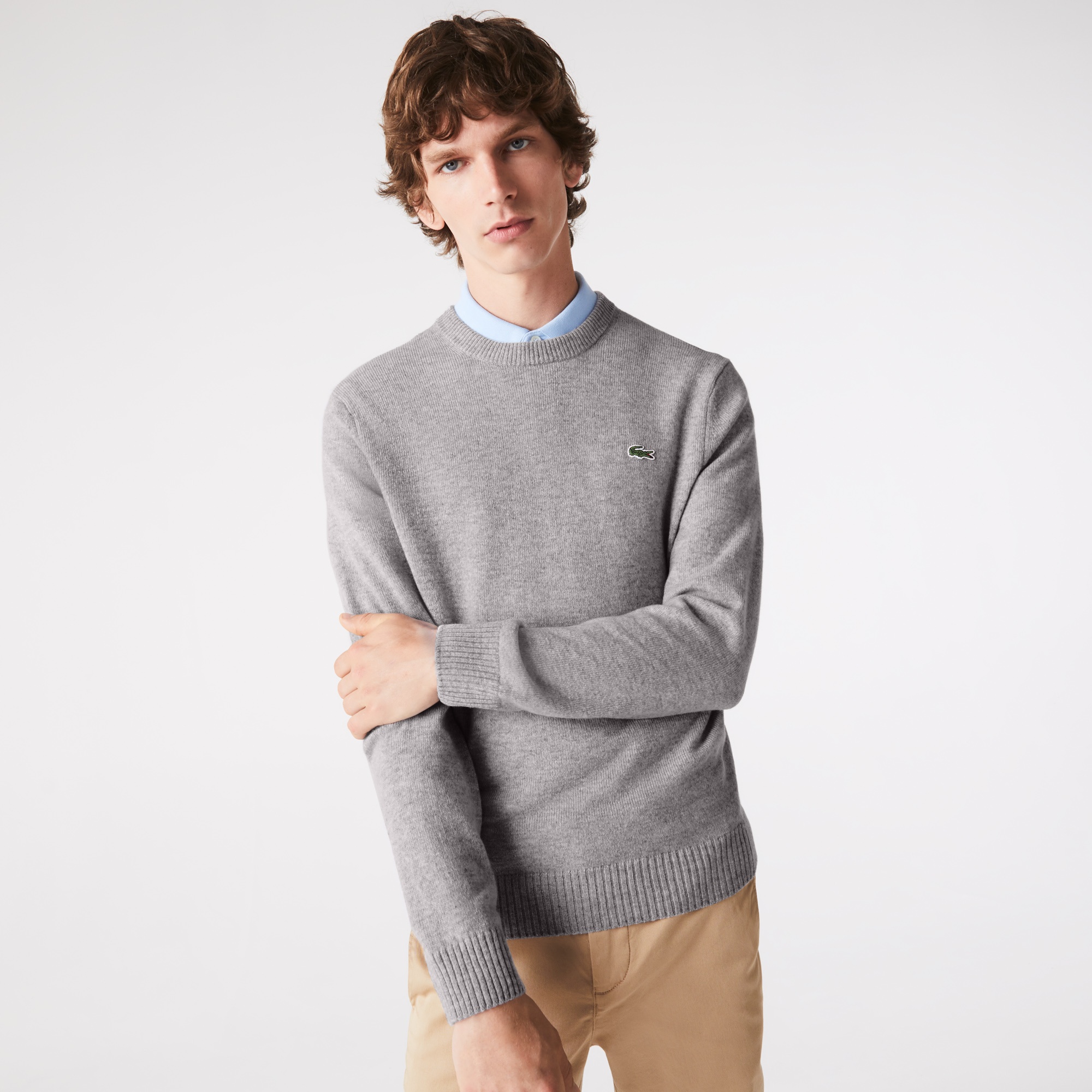 Lacoste Erkek Bisiklet Yaka Yün Gri Kazak