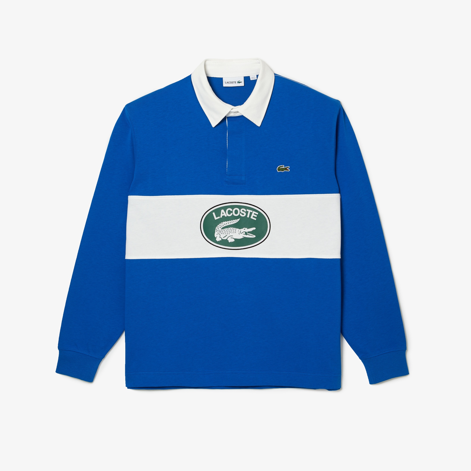 Lacoste Erkek Relaxed Fit Uzun Kollu Baskılı Mavi Rugby Polo