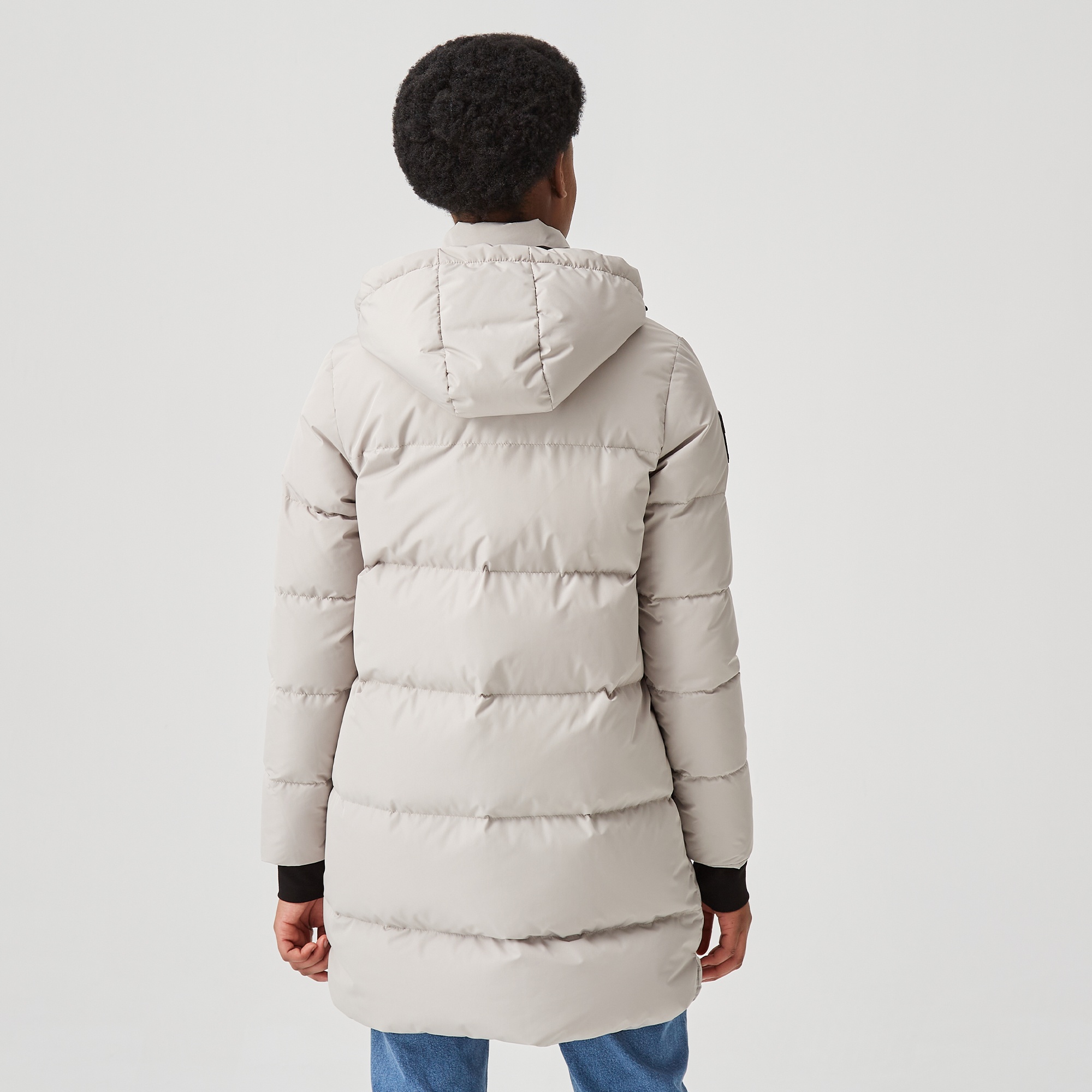 Lacoste Kadın Kapüşonlu Kapitone Açık Gri Şişme Mont