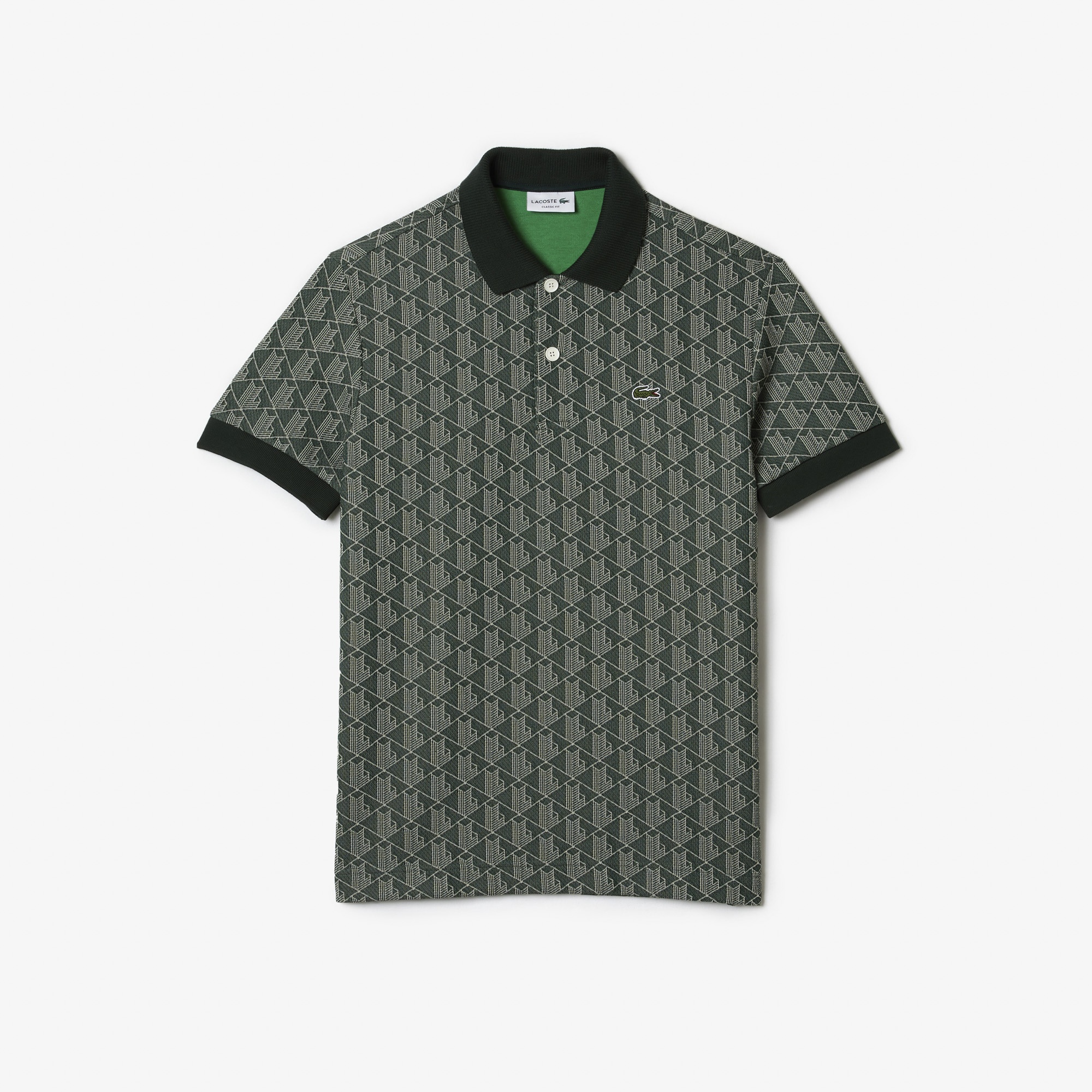 Lacoste Erkek Classic Fit Monogram Yeşil Polo
