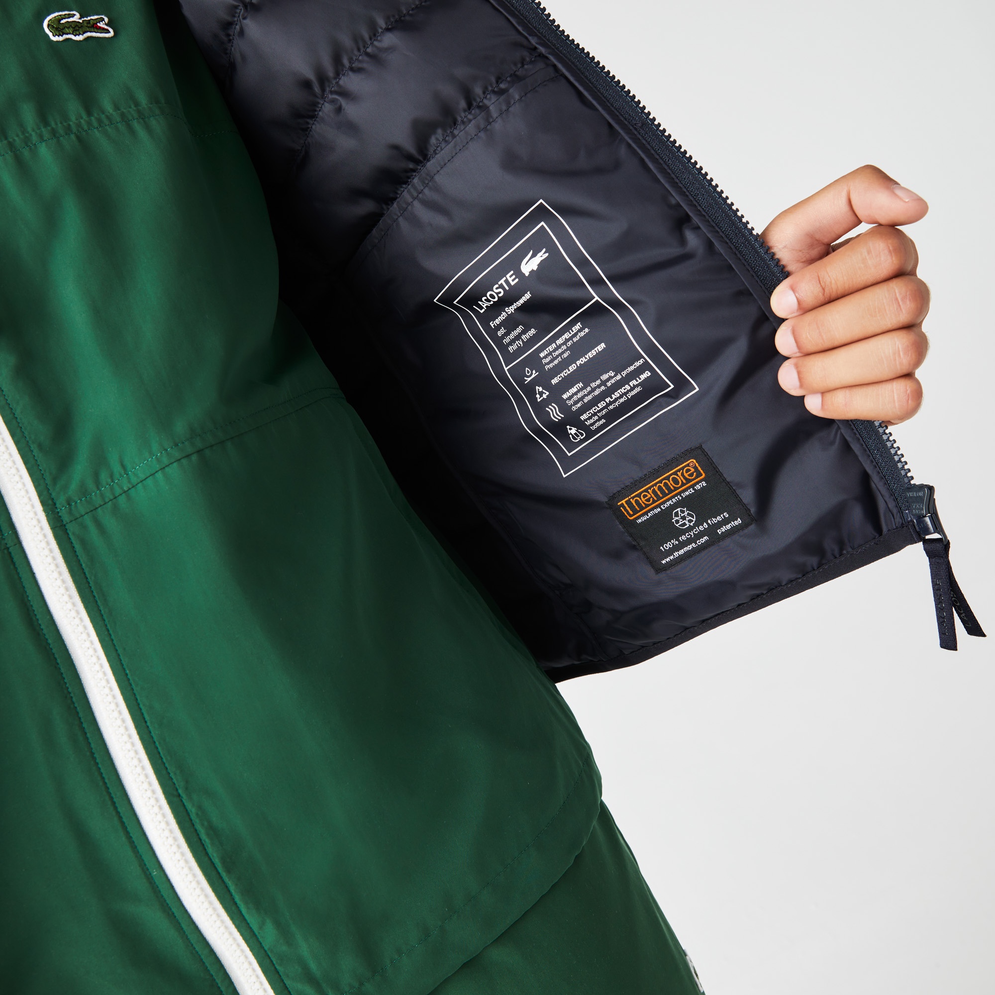 Lacoste Erkek Kapüşonlu Kapitone Lacivert Mont