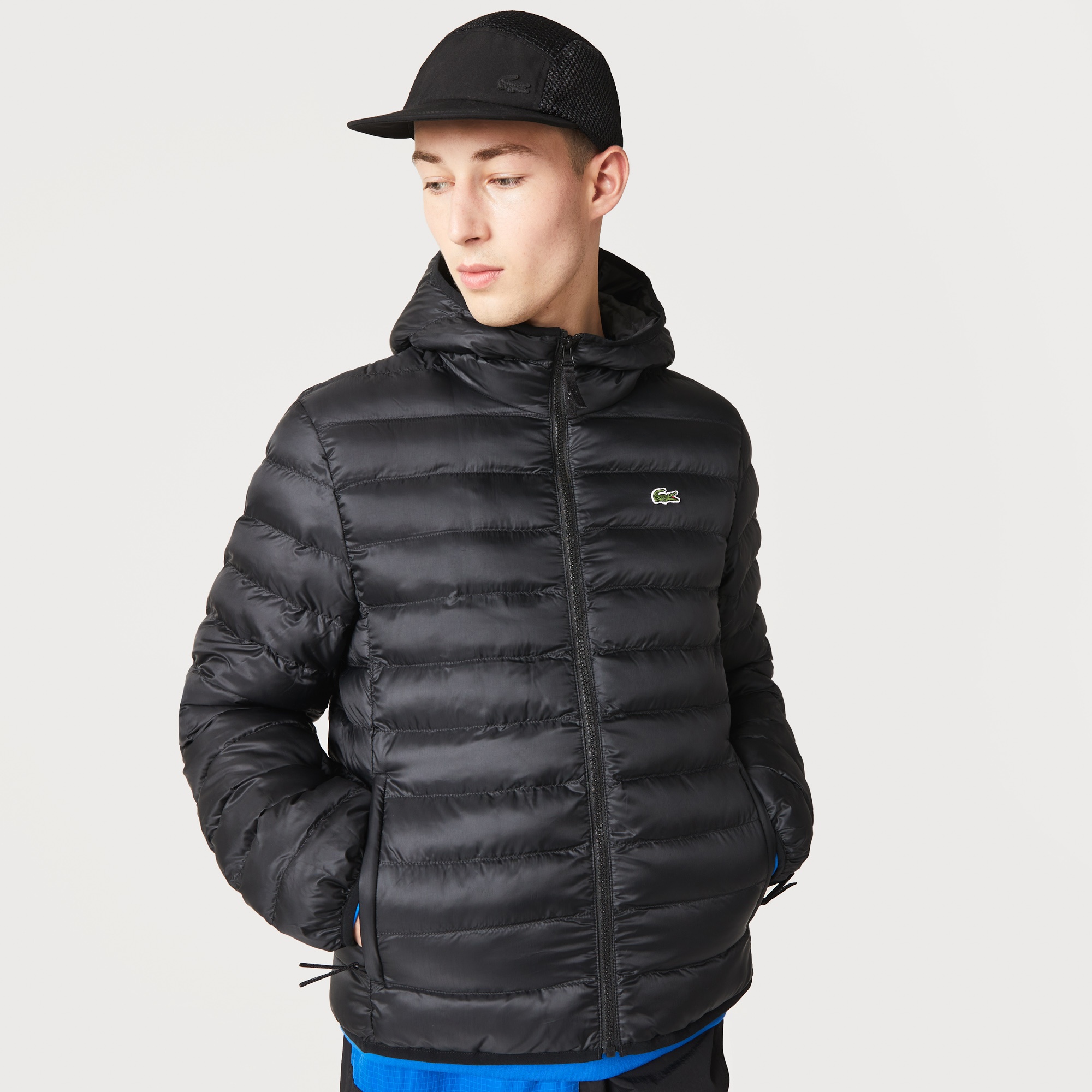 Lacoste Erkek Kapüşonlu Kapitone Siyah Mont