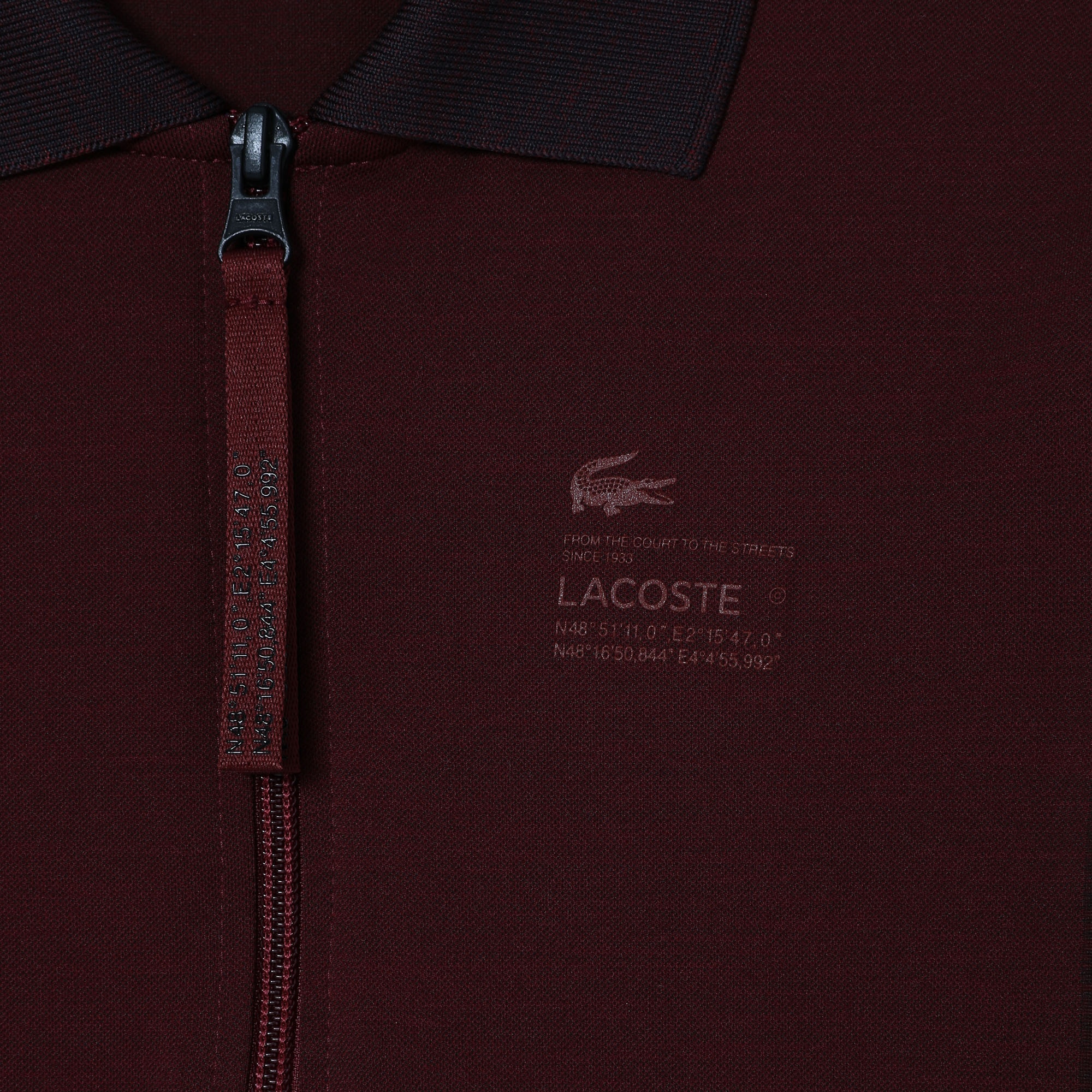 Lacoste Active Kadın Slim Fit Uzun Kollu Yarım Fermuarlı Desenli Bordo Body