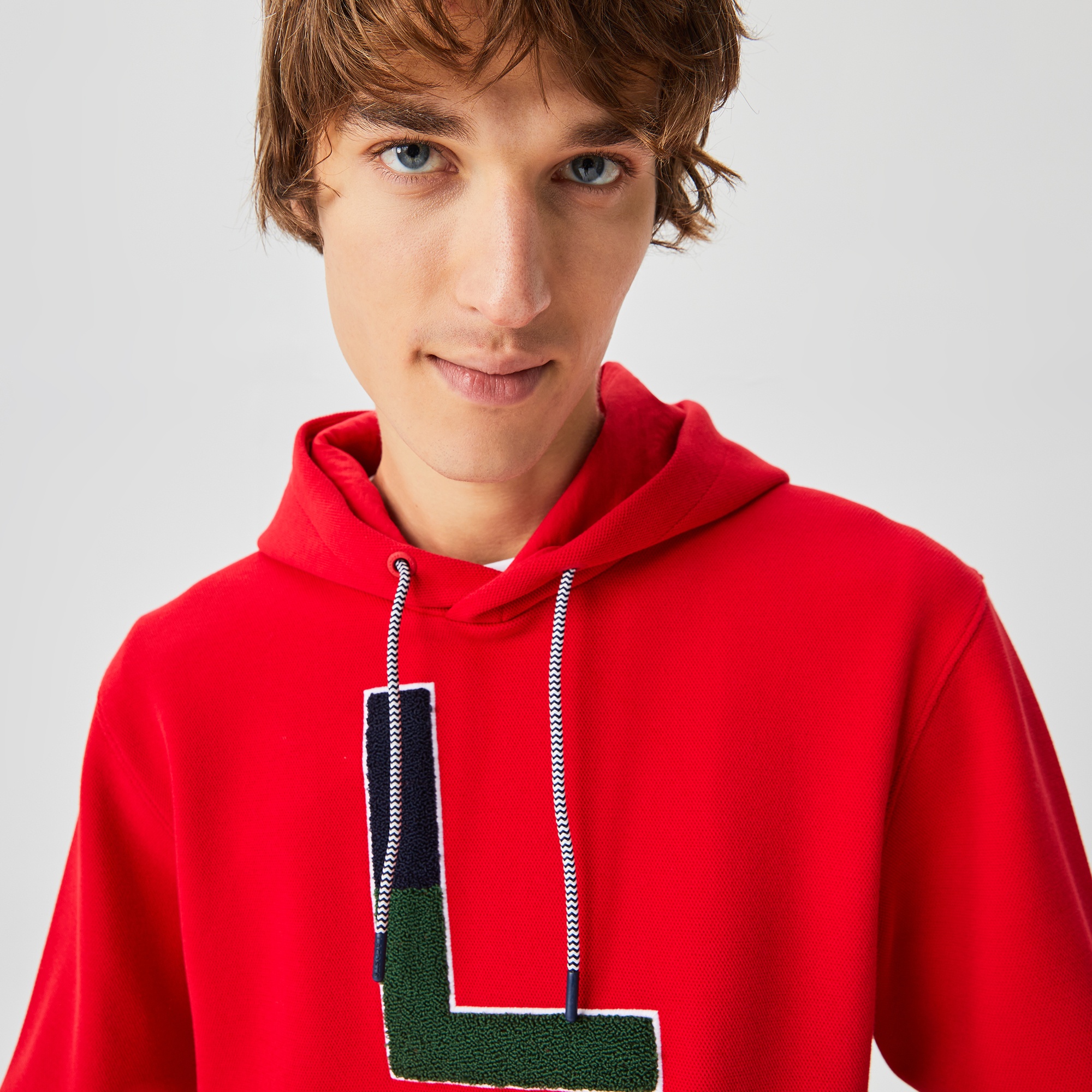 Lacoste Erkek Regular Fit Ayarlanabilir Kapüşonlu Baskılı Kırmızı Sweatshirt