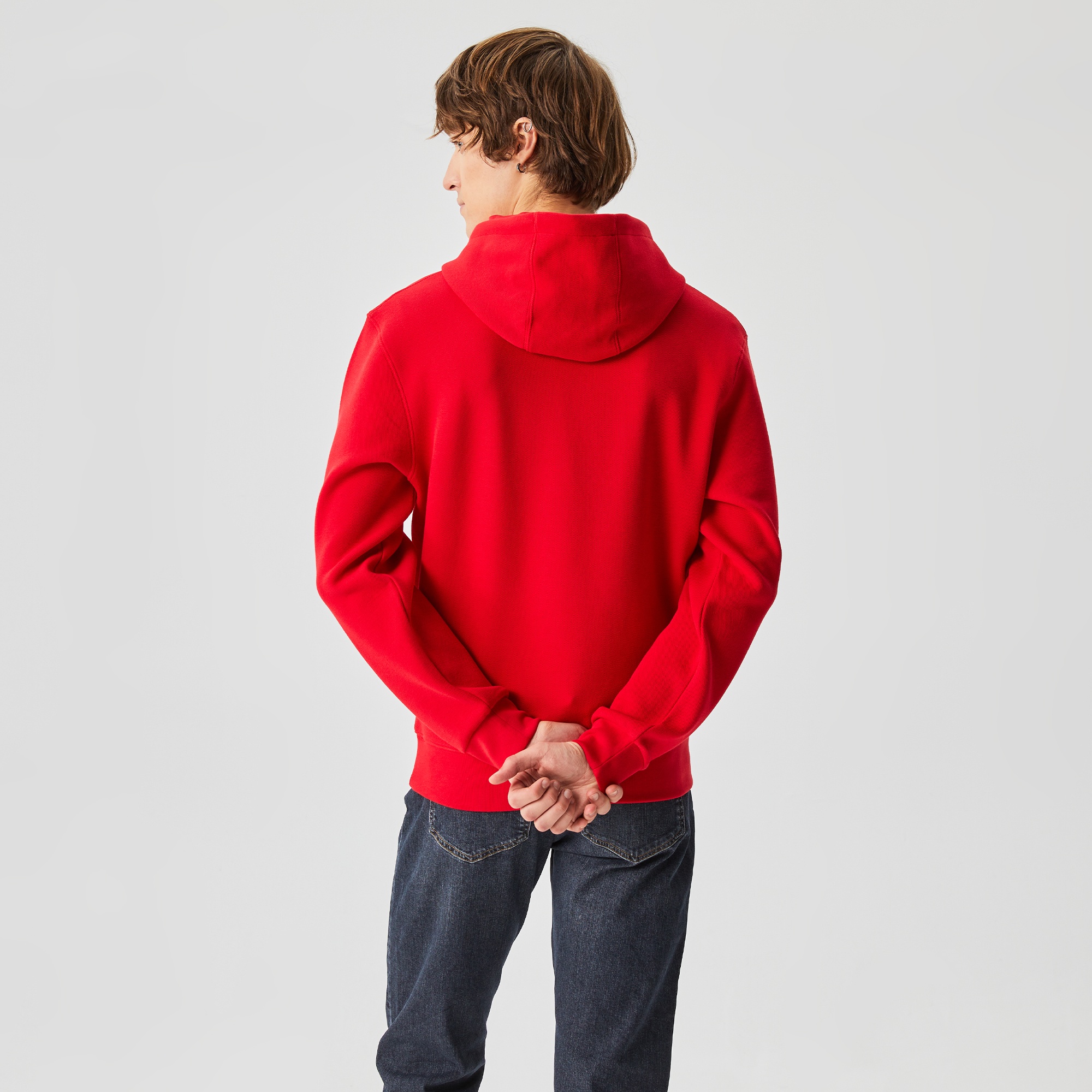 Lacoste Erkek Regular Fit Ayarlanabilir Kapüşonlu Baskılı Kırmızı Sweatshirt