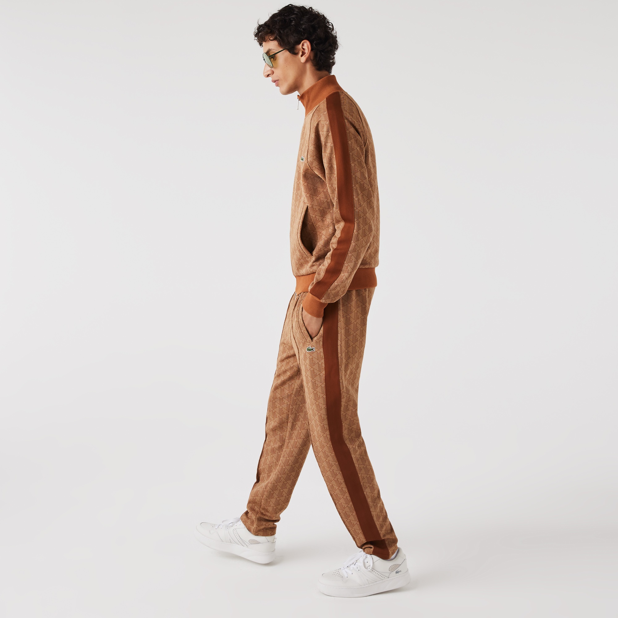 Lacoste Erkek Tapered Fit Monogram Kahverengi Eşofman Altı