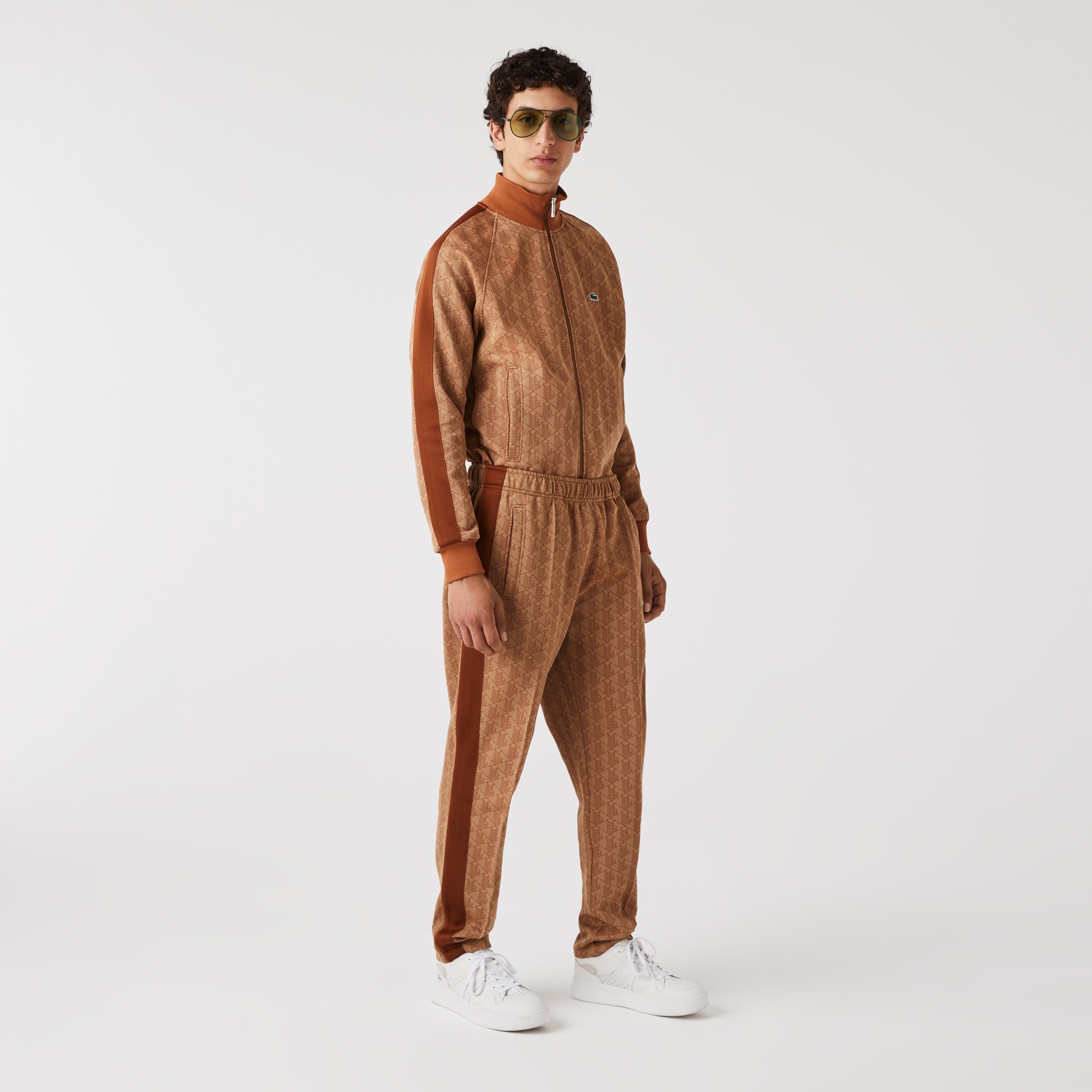 Lacoste Erkek Tapered Fit Monogram Kahverengi Eşofman Altı