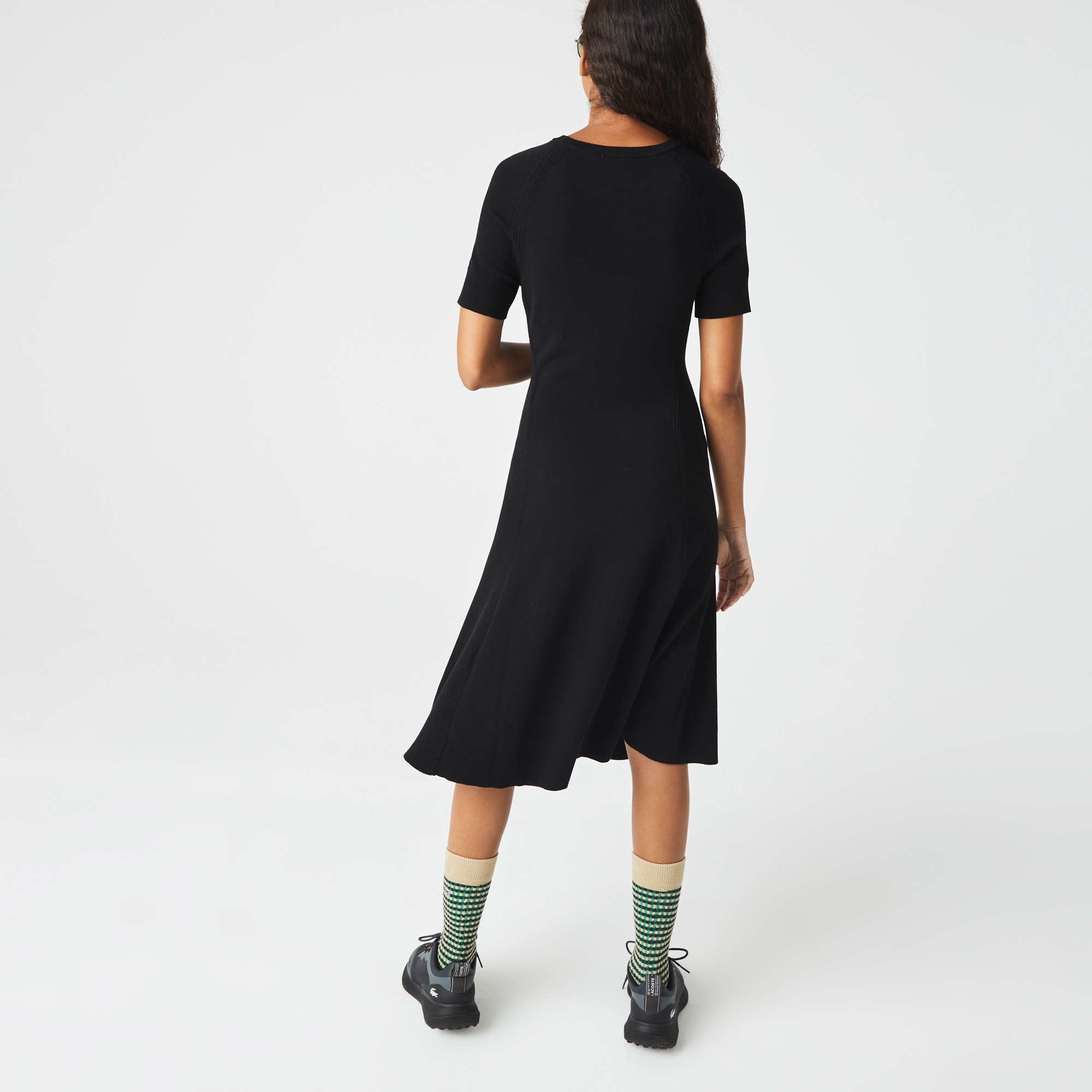 Lacoste Active Kadın Loose Fit Kısa Kollu Bisiklet Yaka Siyah Elbise