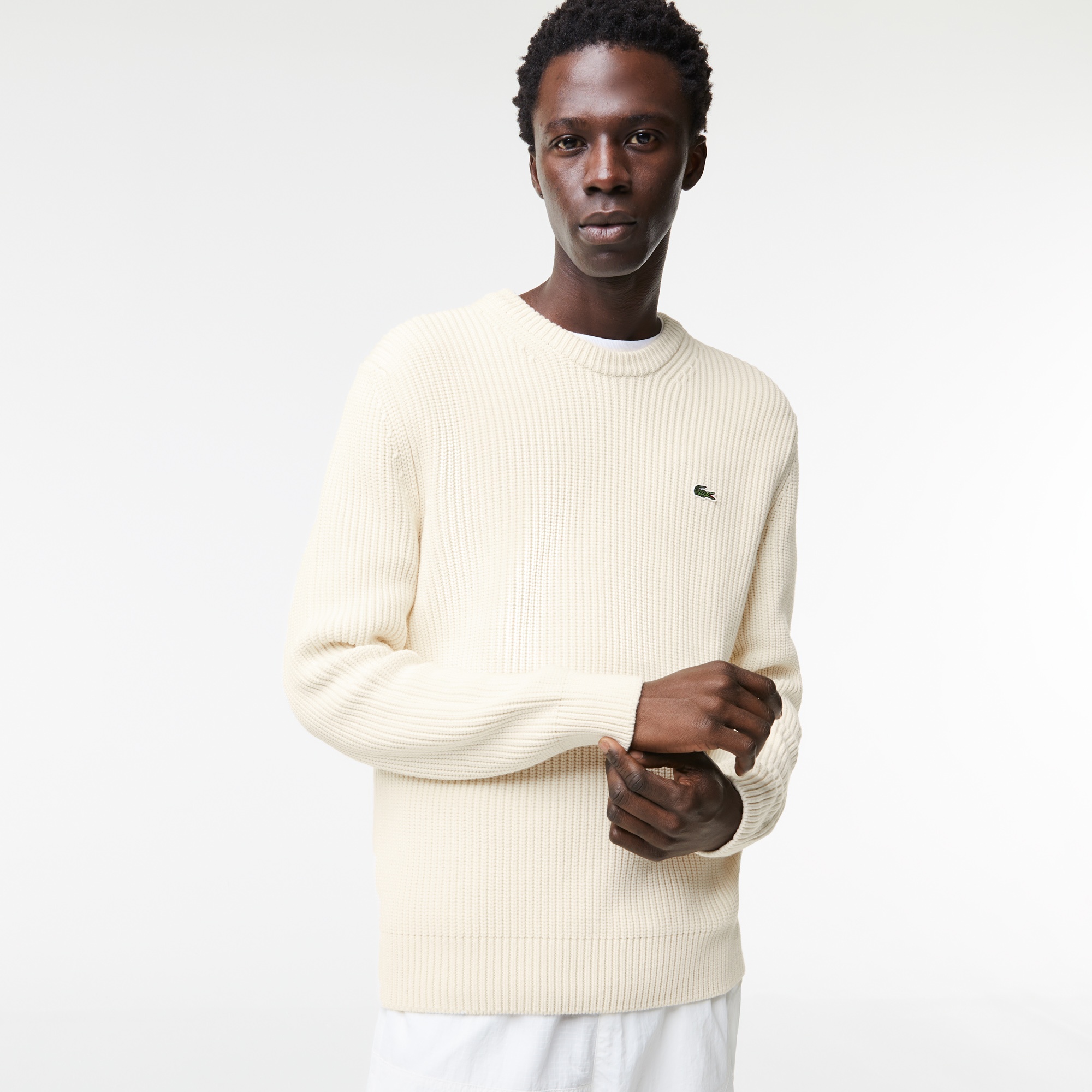 Lacoste Erkek Bisiklet Yaka Krem Kazak