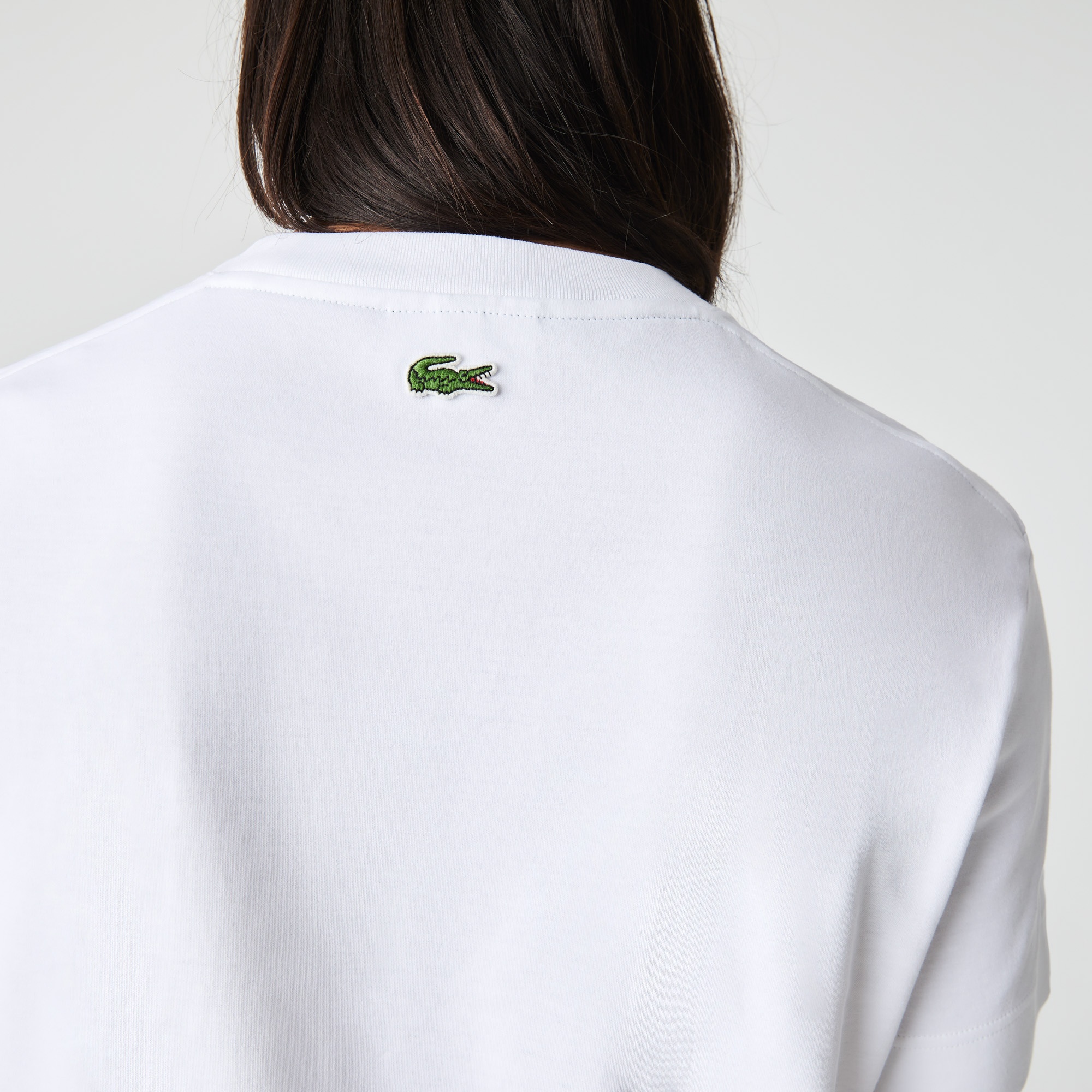 Lacoste Erkek Relaxed Fit Bisiklet Yaka Baskılı Organik Pamuk Beyaz T-Shirt