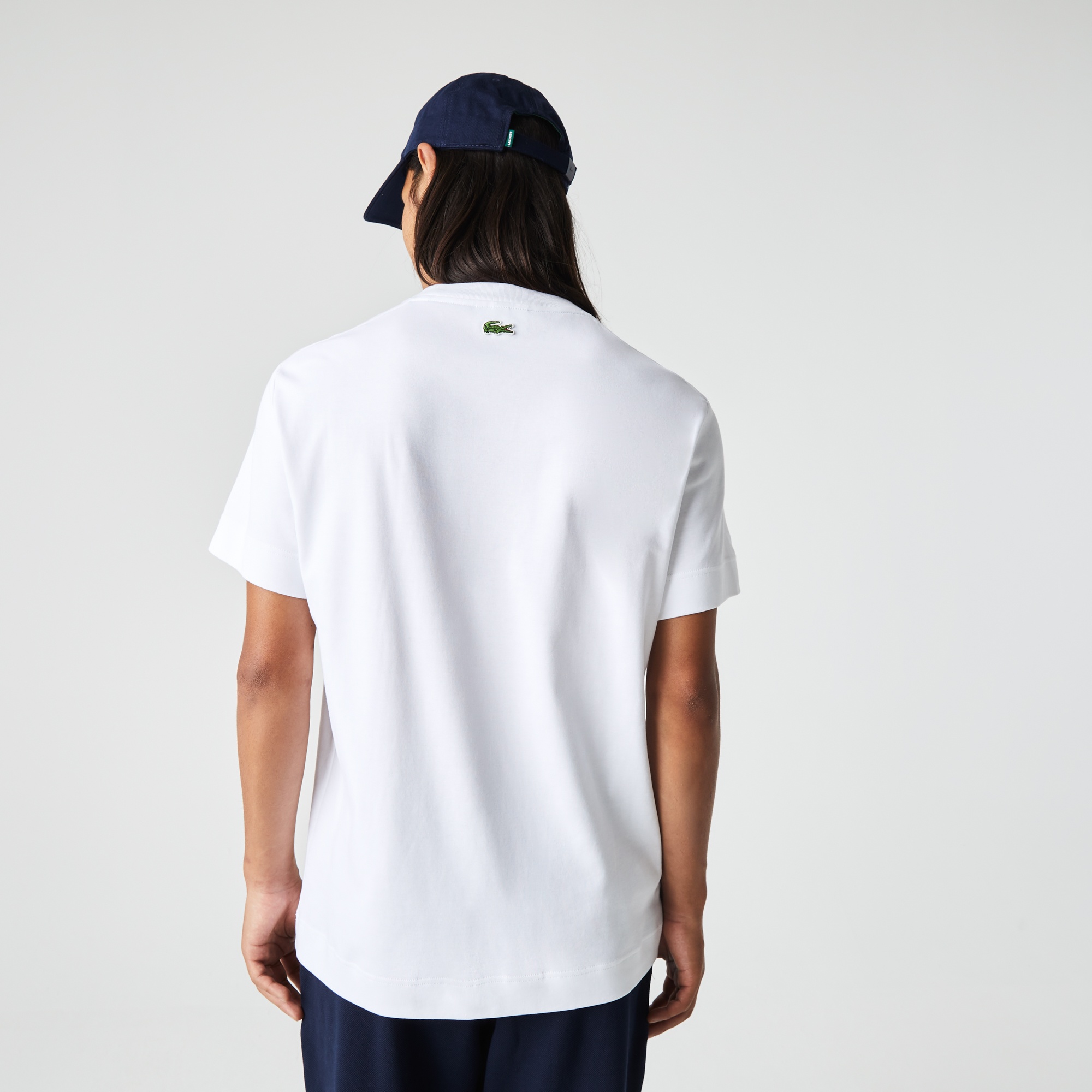 Lacoste Erkek Relaxed Fit Bisiklet Yaka Baskılı Organik Pamuk Beyaz T-Shirt