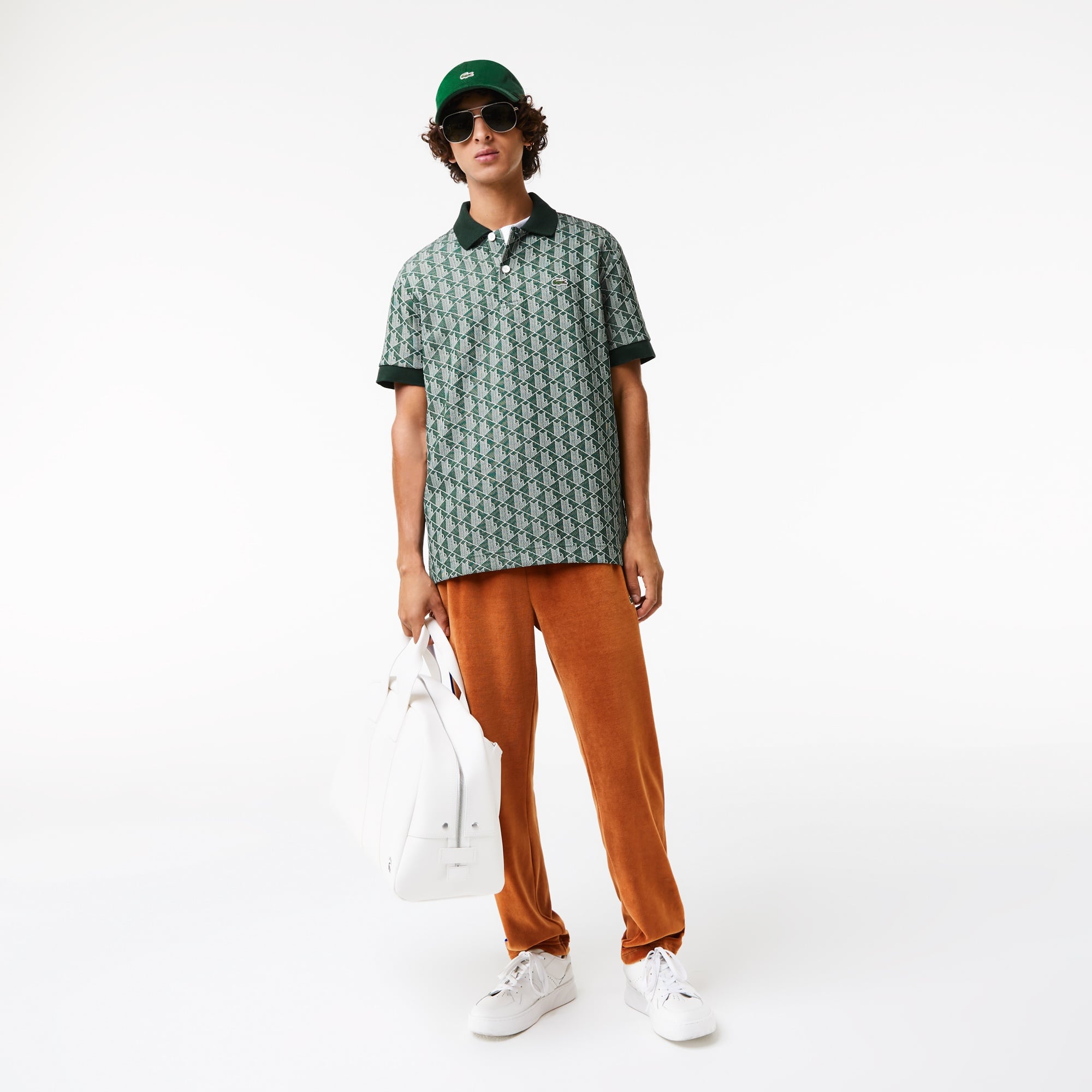 Lacoste Erkek Classic Fit Monogram Yeşil Polo
