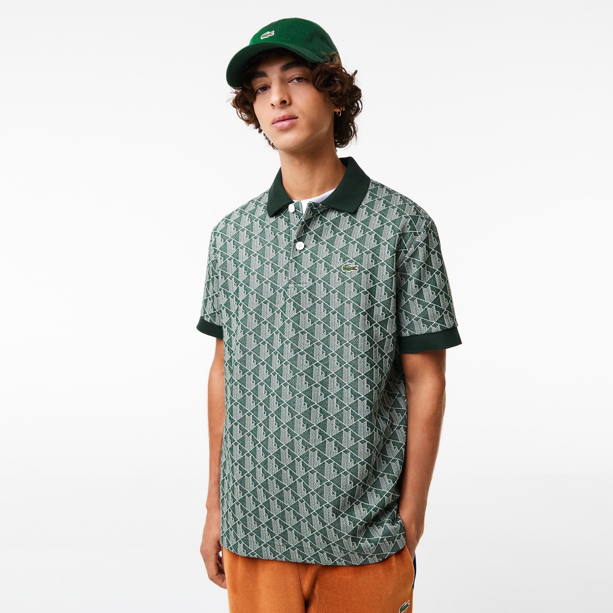 Lacoste Erkek Classic Fit Monogram Yeşil Polo