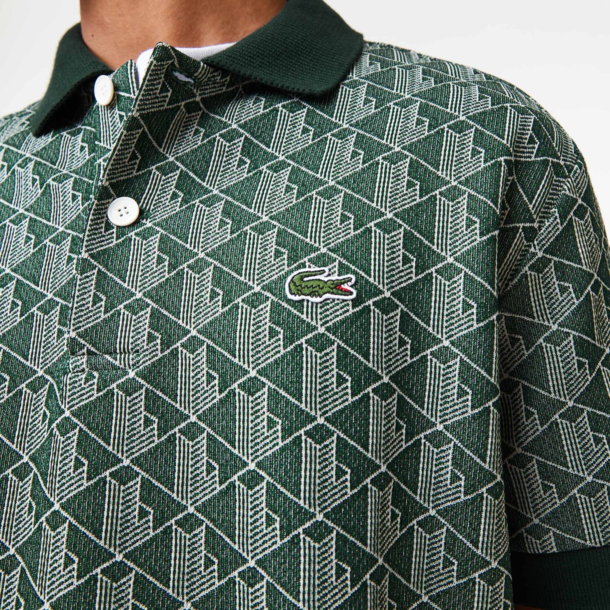 Lacoste Erkek Classic Fit Monogram Yeşil Polo