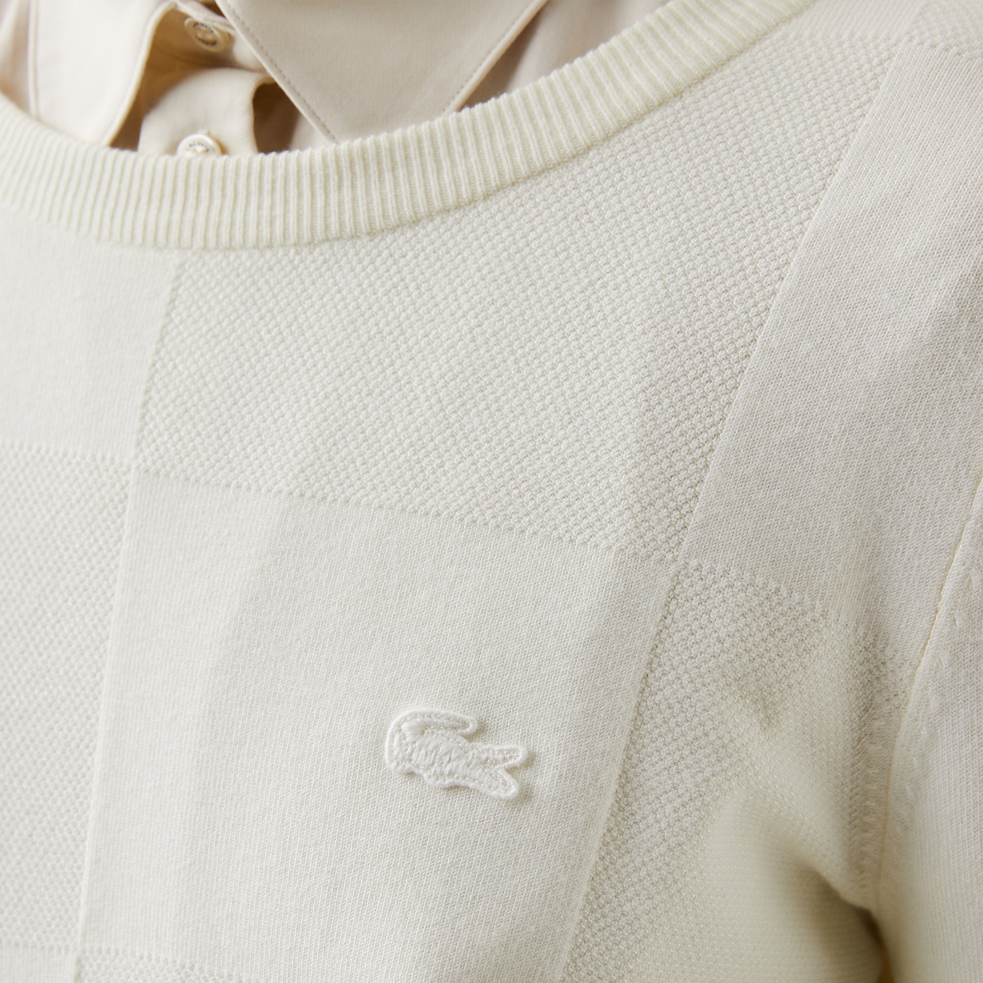 Lacoste Kadın Bisiklet Yaka Beyaz Kazak