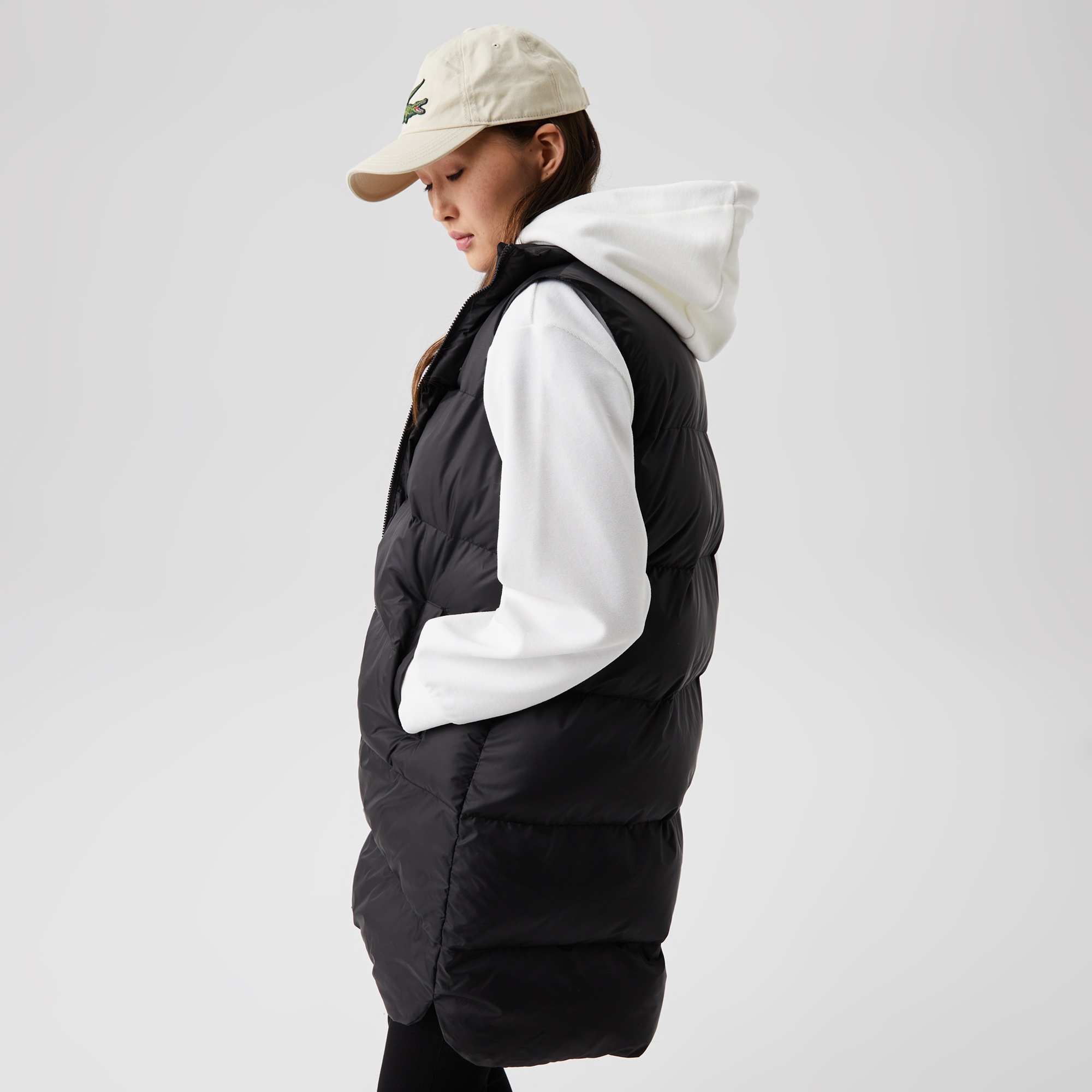 Lacoste Kadın Dik Yaka Kapitone Siyah Şişme Yelek