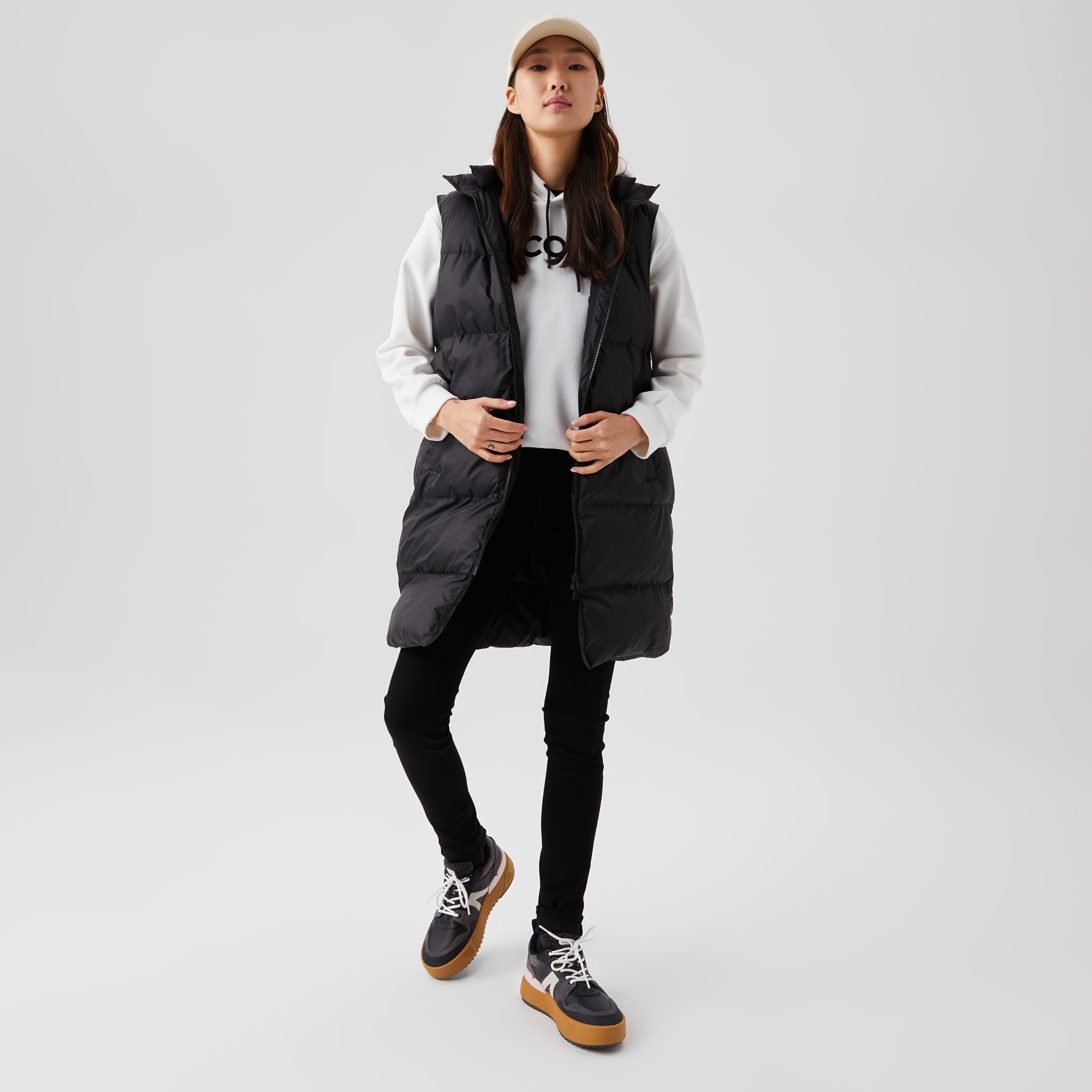 Lacoste Kadın Dik Yaka Kapitone Siyah Şişme Yelek