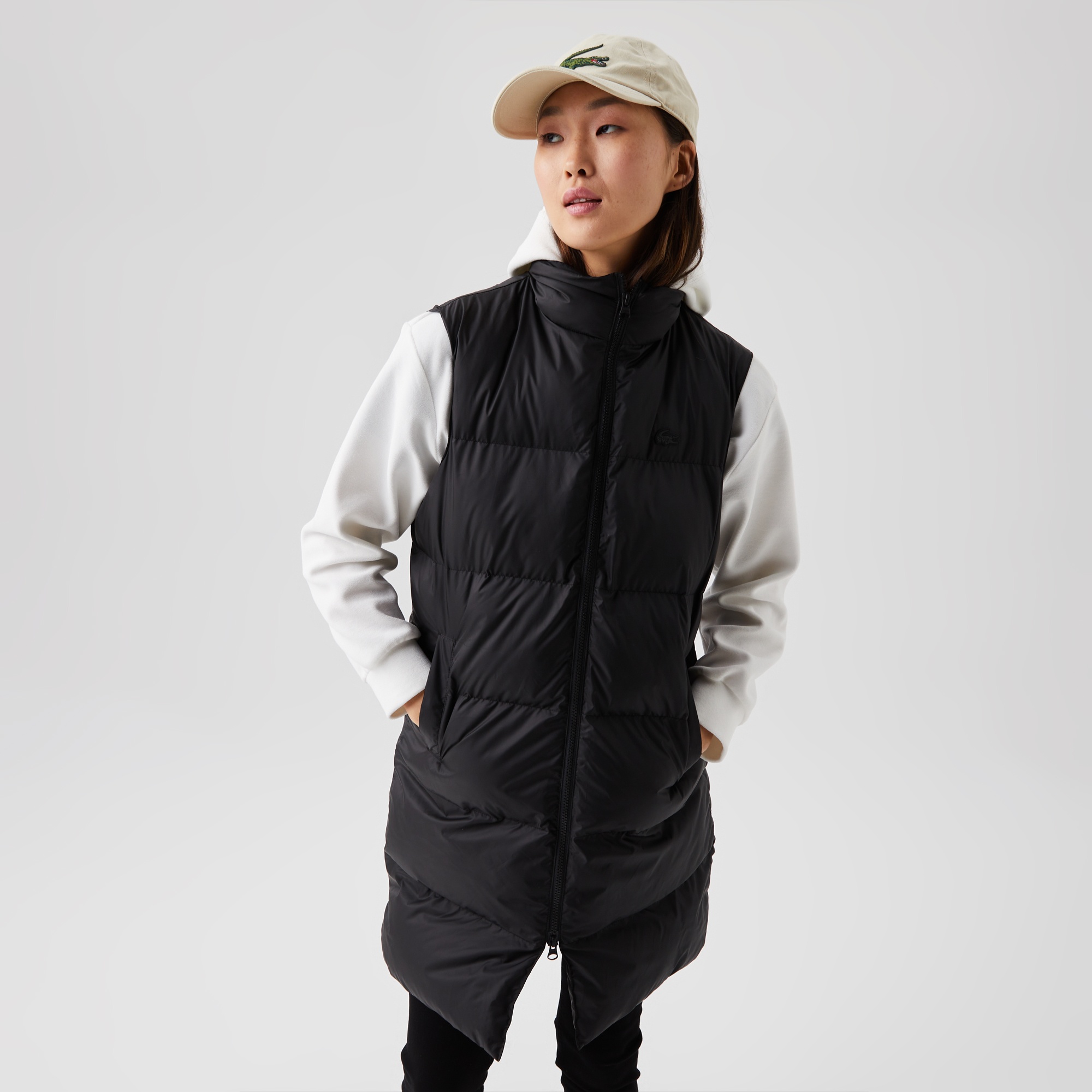 Lacoste Kadın Dik Yaka Kapitone Siyah Şişme Yelek