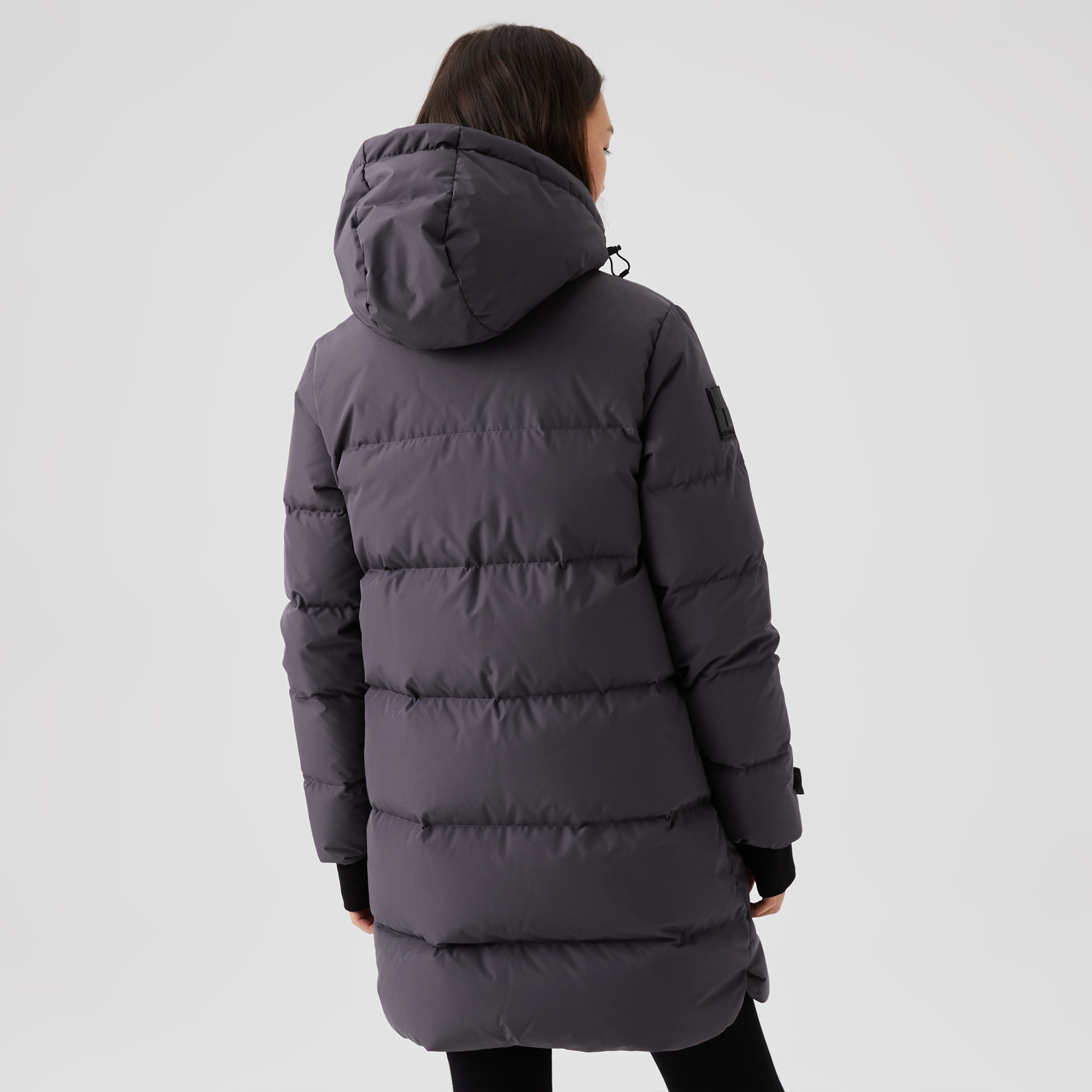 Lacoste Kadın Kapüşonlu Kapitone Koyu Gri Şişme Mont