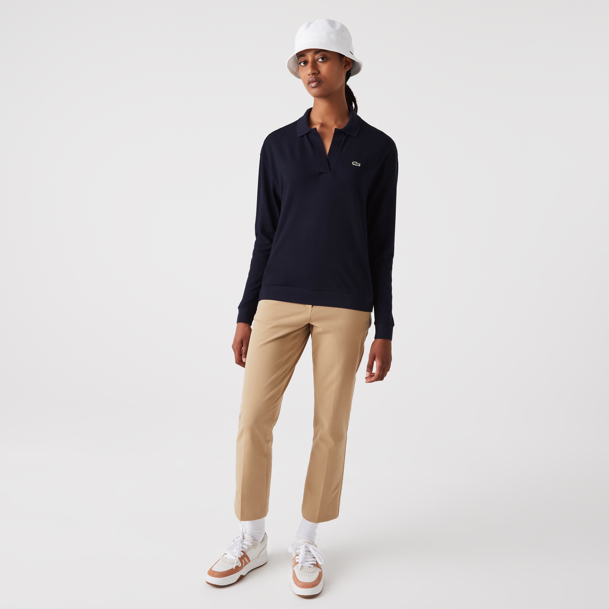 Lacoste Kadın Regular Fit Uzun Kollu Organik Pamuk Lacivert Polo