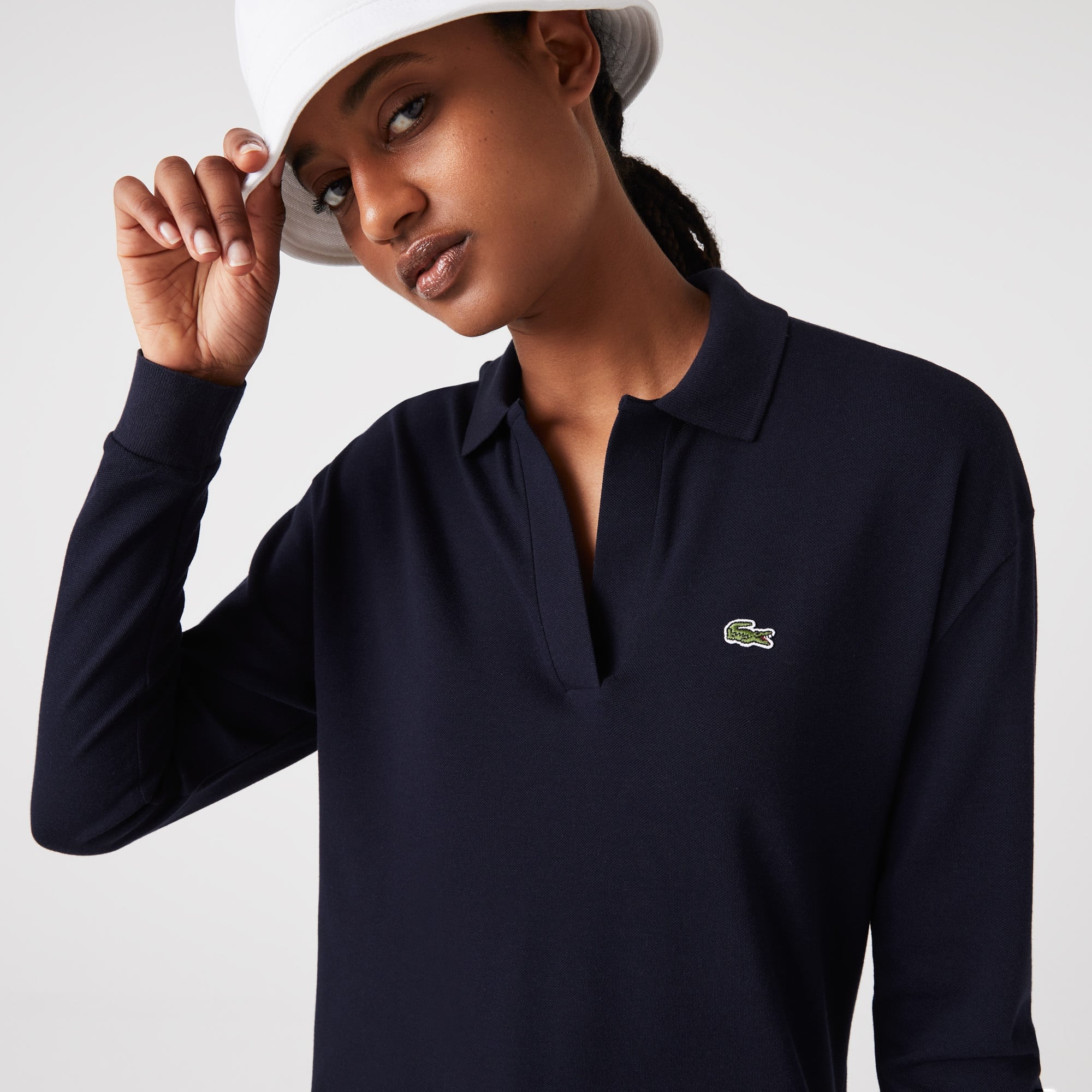 Lacoste Kadın Regular Fit Uzun Kollu Organik Pamuk Lacivert Polo