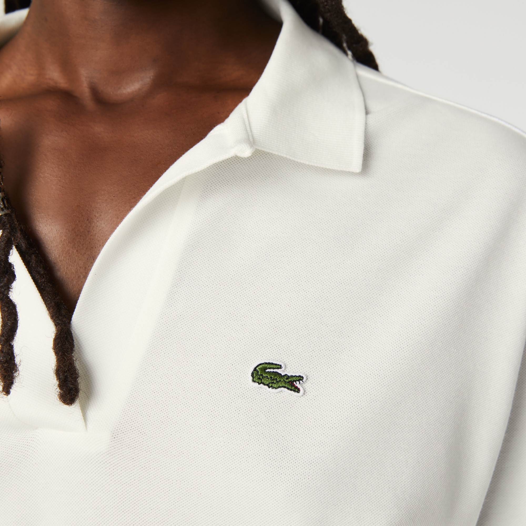 Lacoste Kadın Regular Fit Uzun Kollu Organik Pamuk Ekru Polo