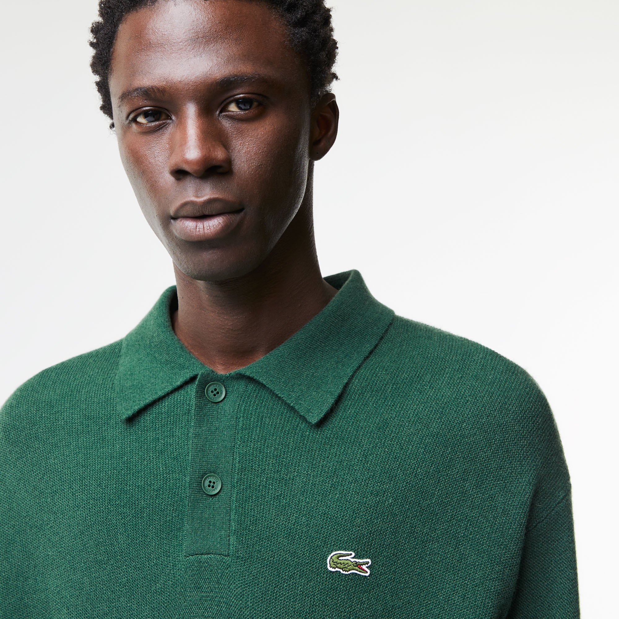 Lacoste Erkek Polo Yaka Yün Yeşil Kazak