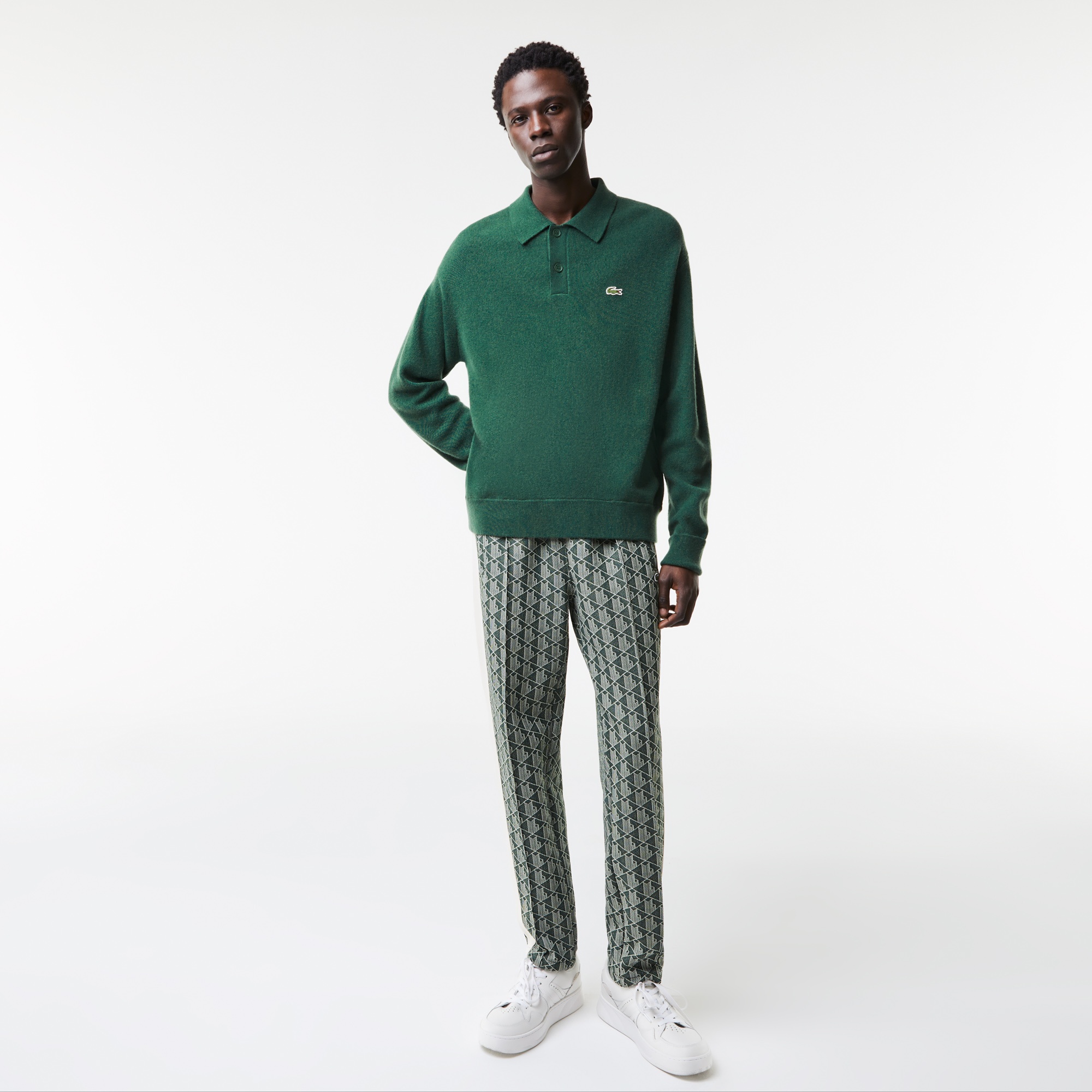 Lacoste Erkek Polo Yaka Yün Yeşil Kazak