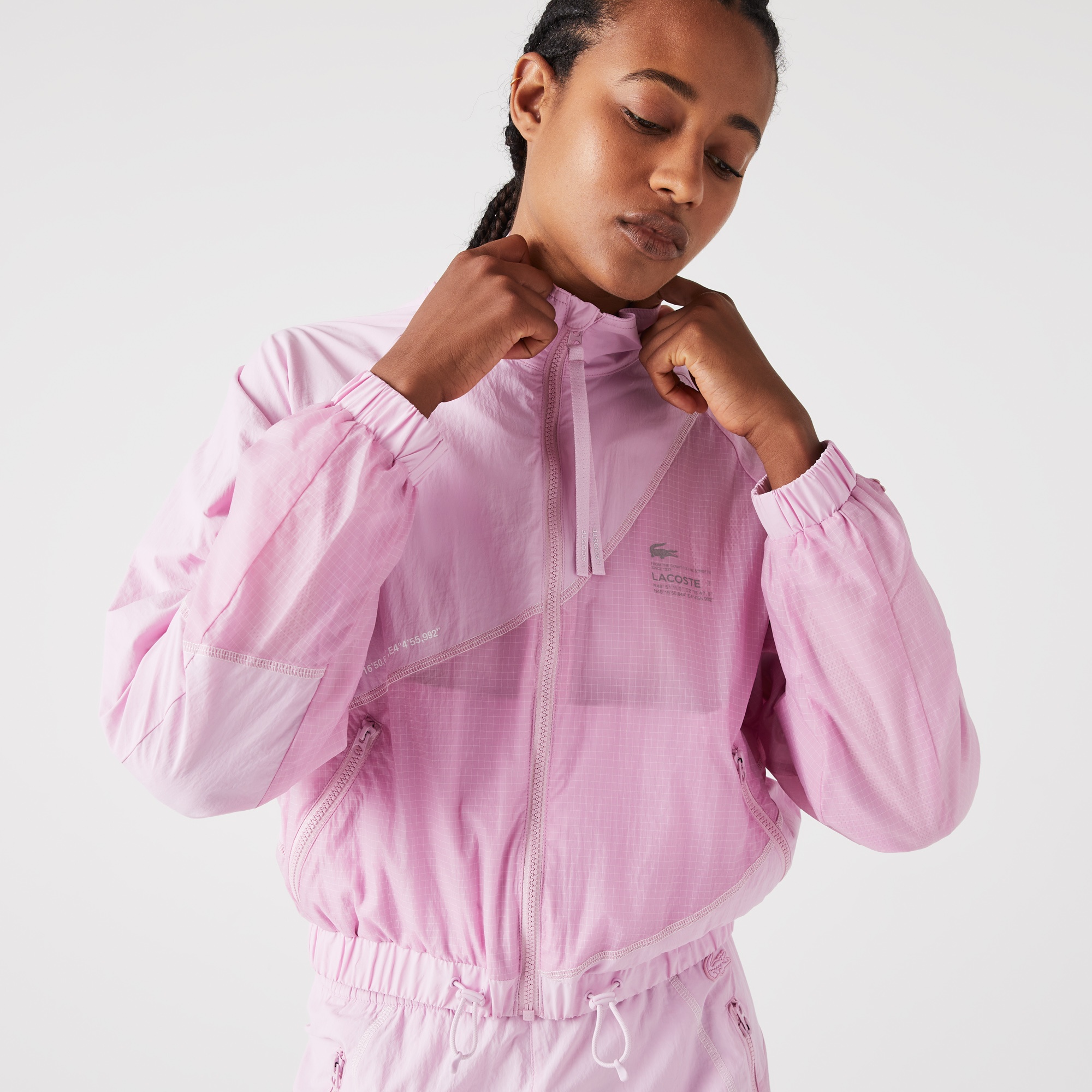 Lacoste Active Kadın Dik Yaka Baskılı Pembe Mont BF0029.Z4H | Lacoste