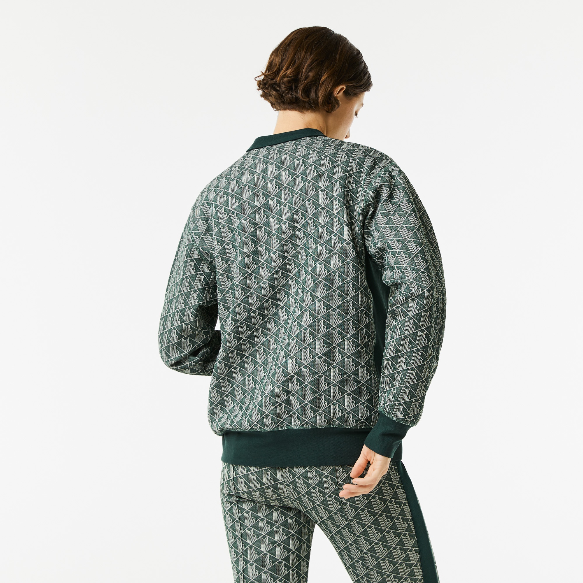 Lacoste Kadın Düğmeli Yaka Monogram Yeşil Hırka
