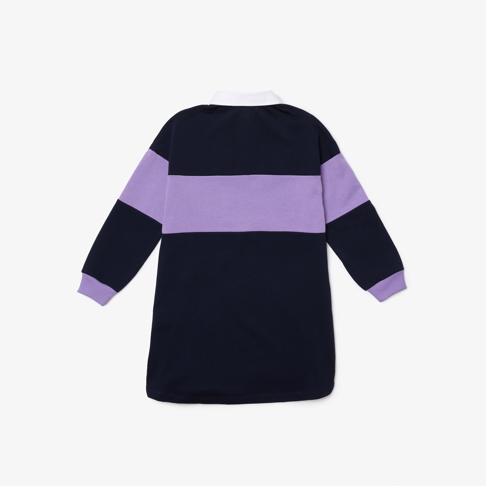 Lacoste Kız Çocuk Uzun Kollu Polo Yaka Renk Bloklu Lacivert Elbise