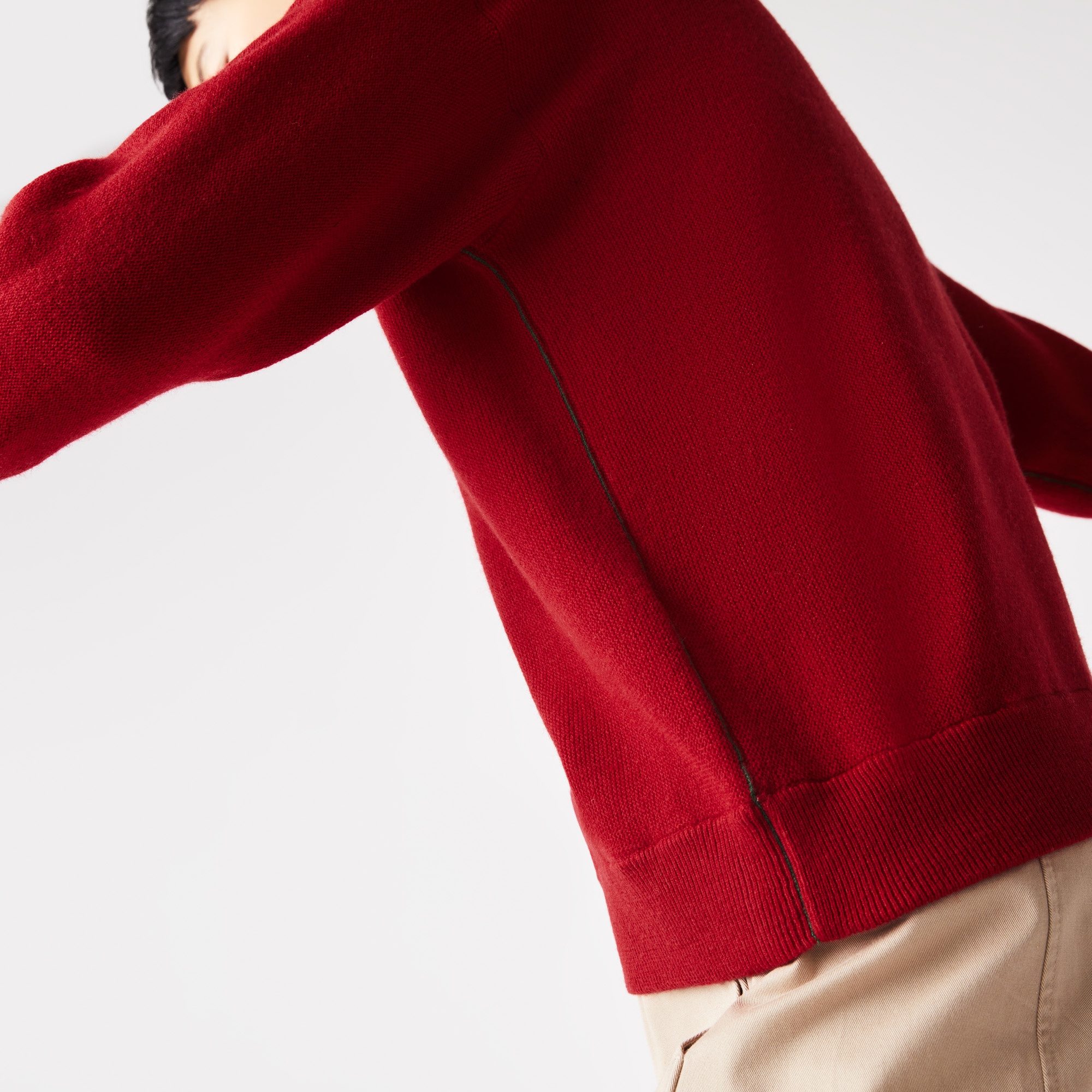 Lacoste Kadın Boğazlı Yaka Yün Kırmızı Kazak