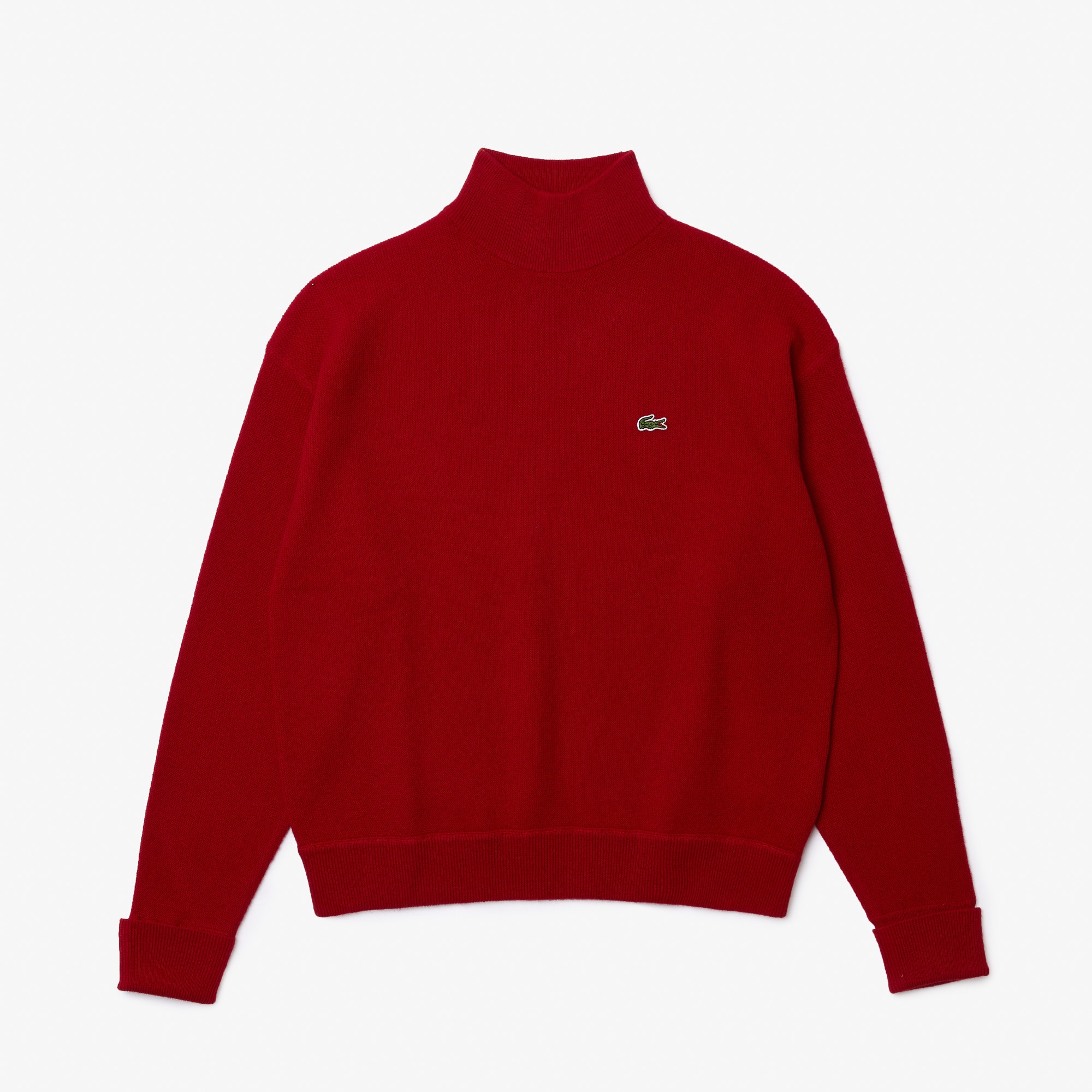 Lacoste Kadın Boğazlı Yaka Yün Kırmızı Kazak